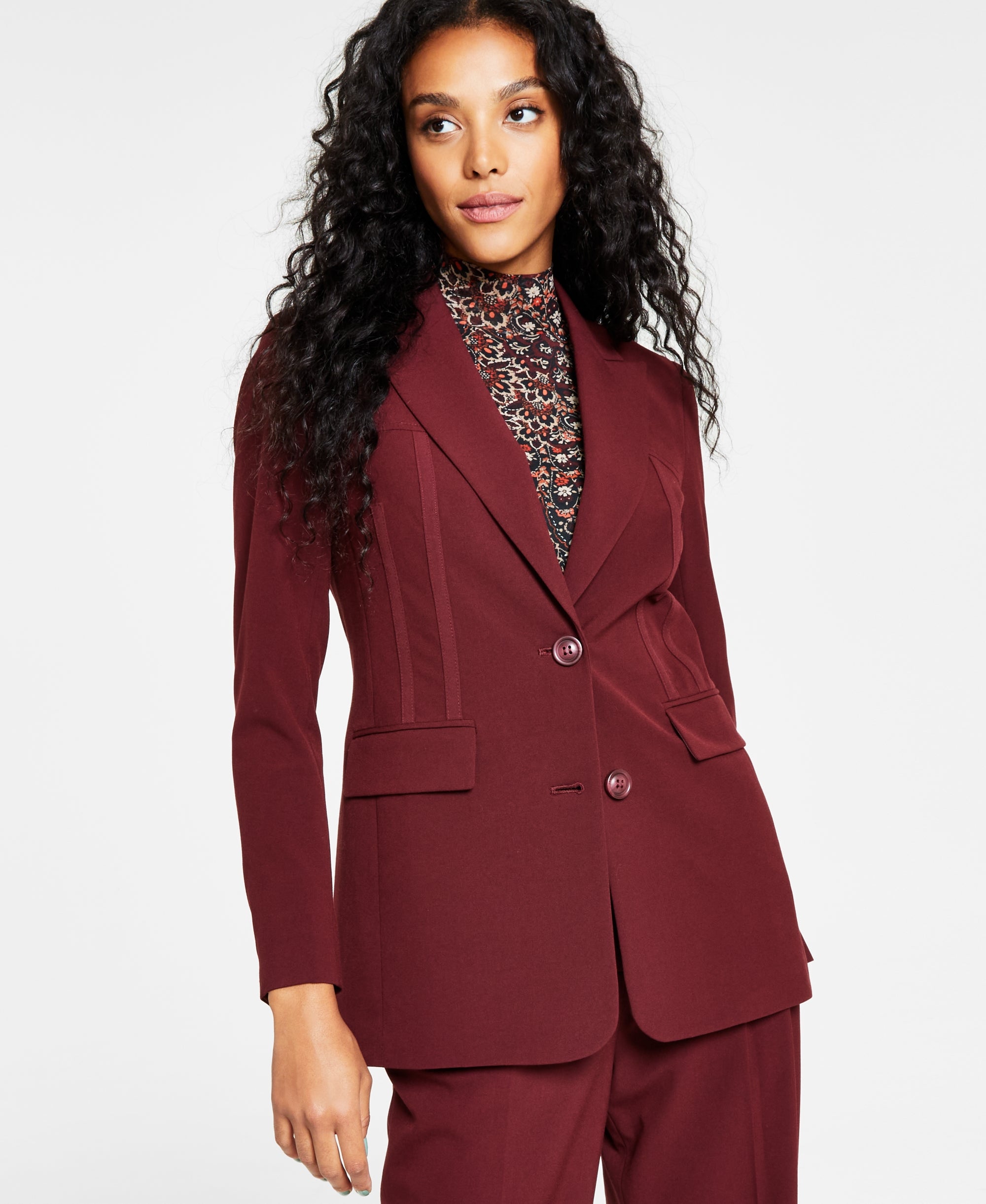 Women's Bi-Stretch Two-Button Seamed Jacket