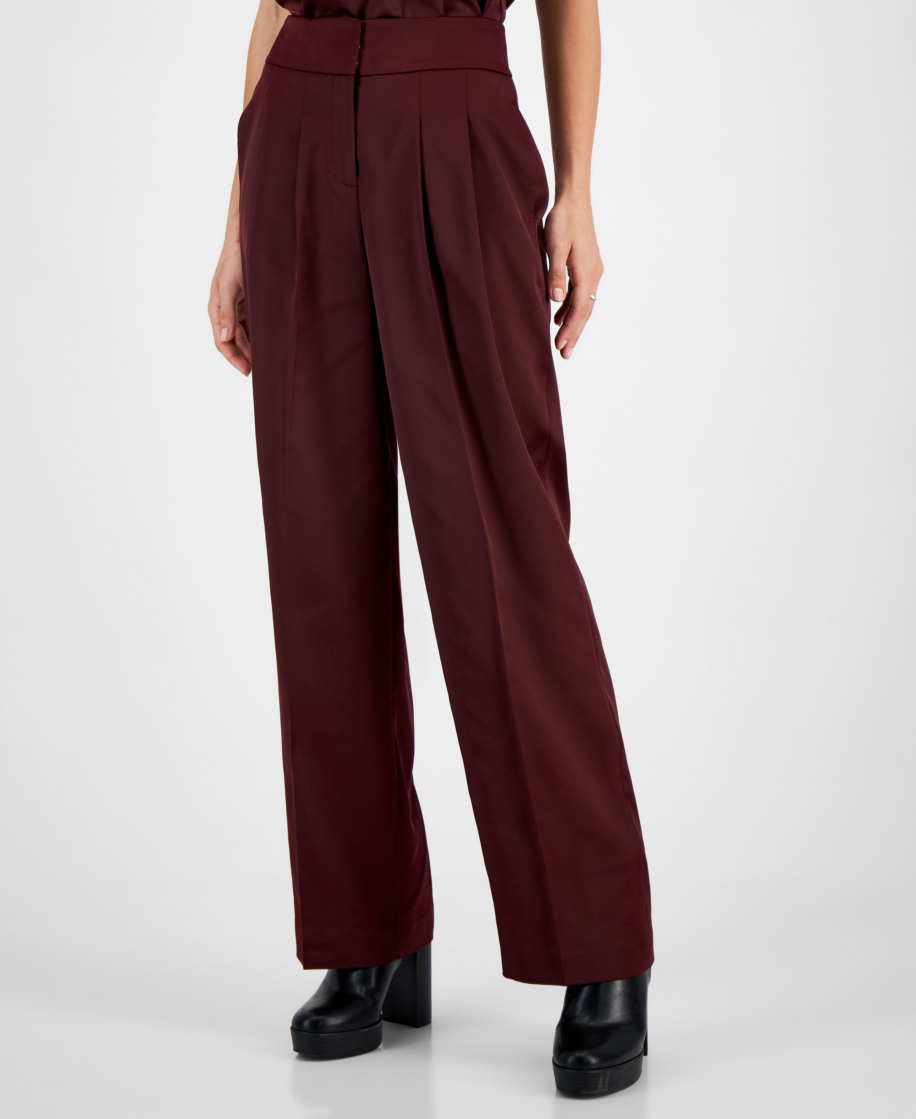 Women's Satin Wide-Leg Signature Pants