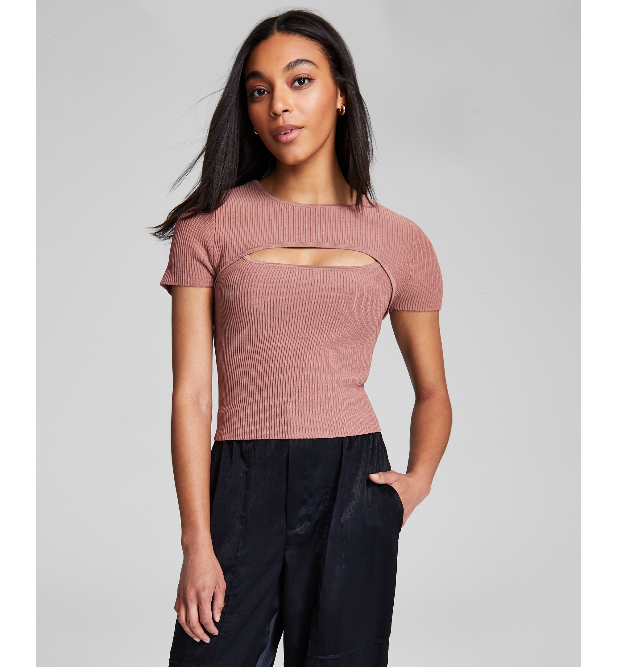 Women's Ottoman Ribbed Peekaboo Premium Top Cognac XS