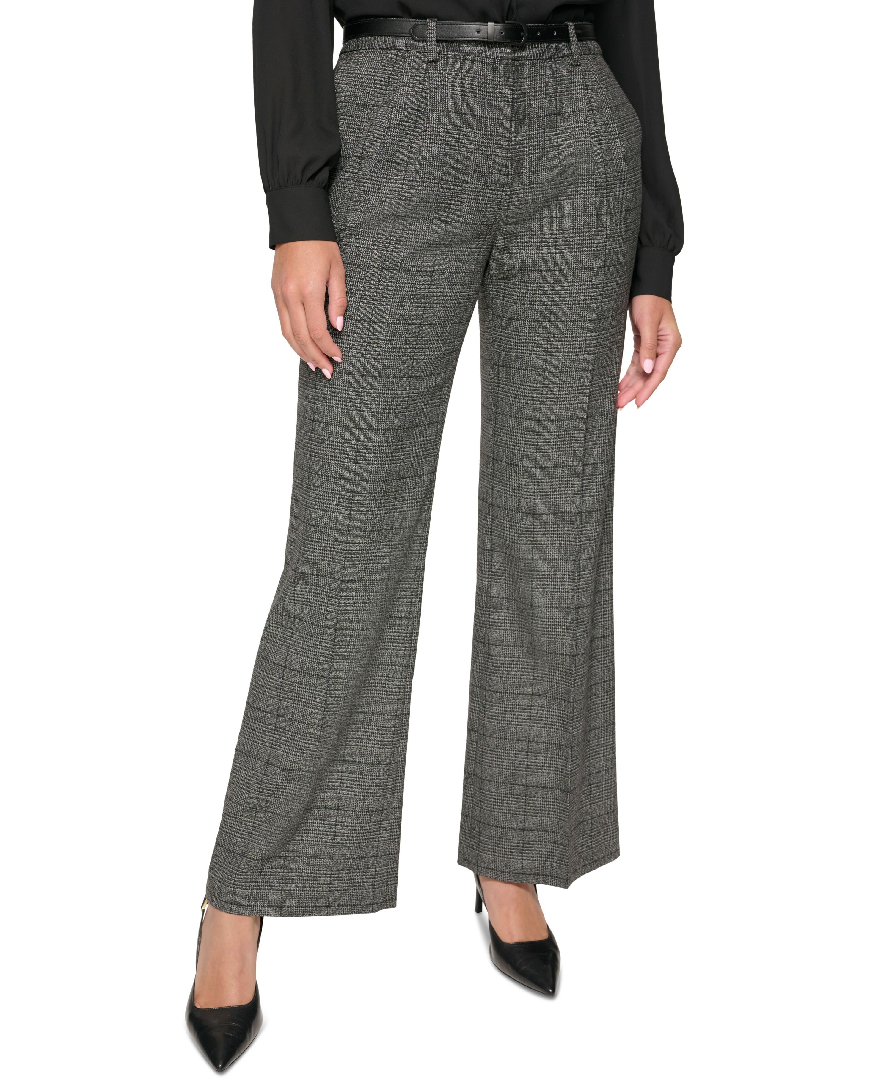 Petite Sleeveless Pleat-Neck Premium Top, Pleat-Neck Cami, & Wide-Leg Signature Pants
