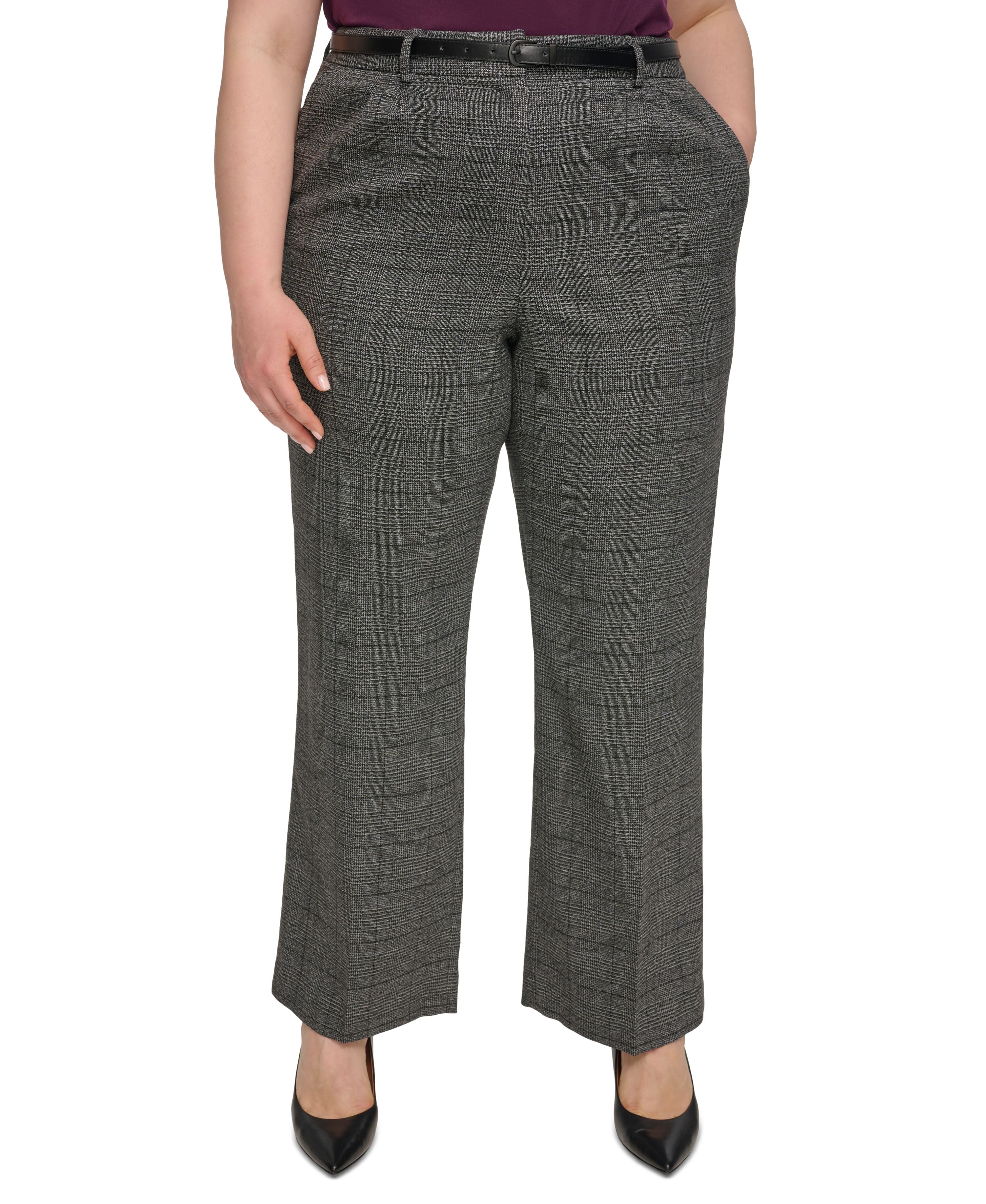 Plus Size One-Button Jacket, Pleat-Neck Camisole, & Wide-Leg Signature Pants