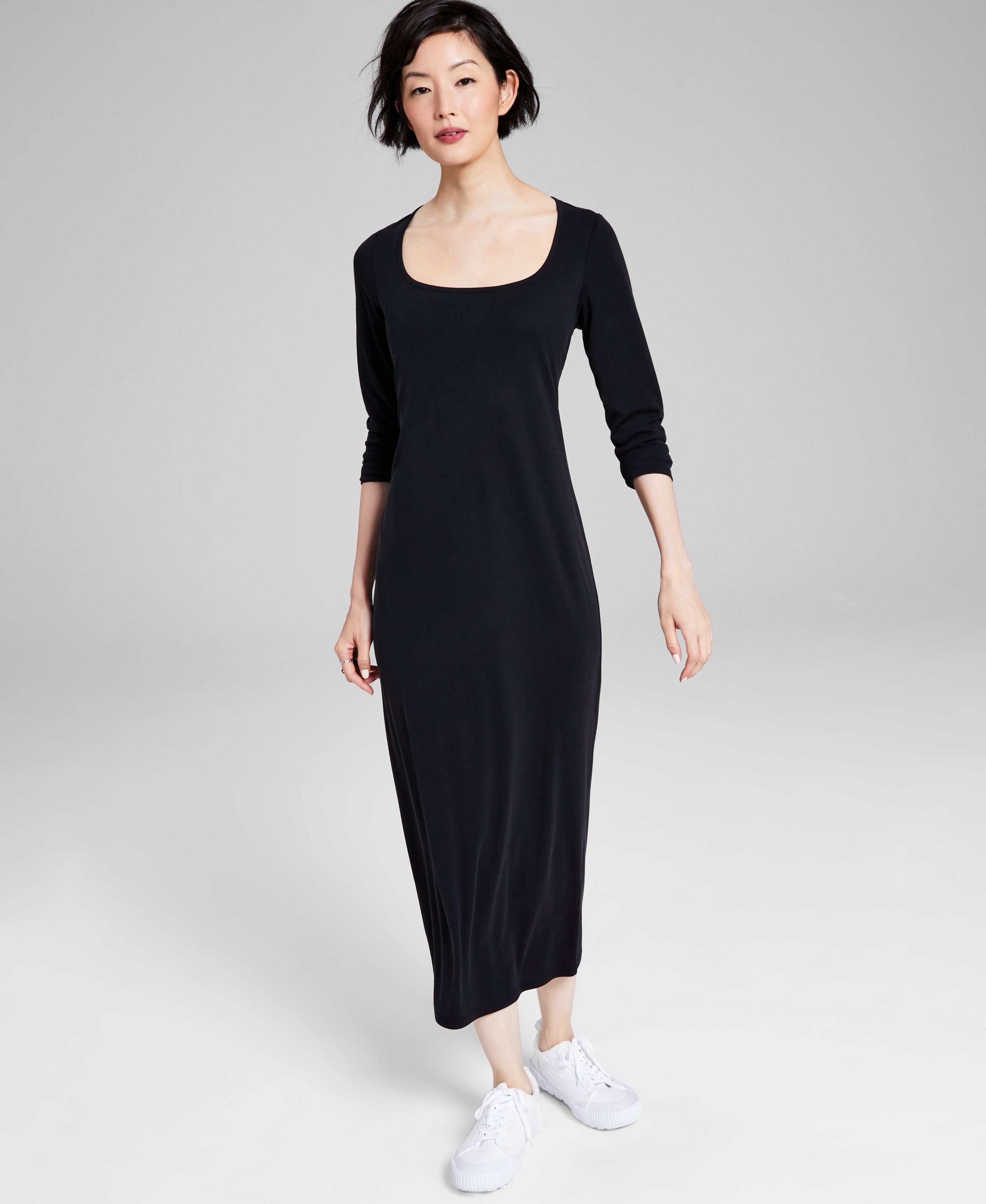 Women's Ribbed Scoop-Neck Knit Maxi Dress