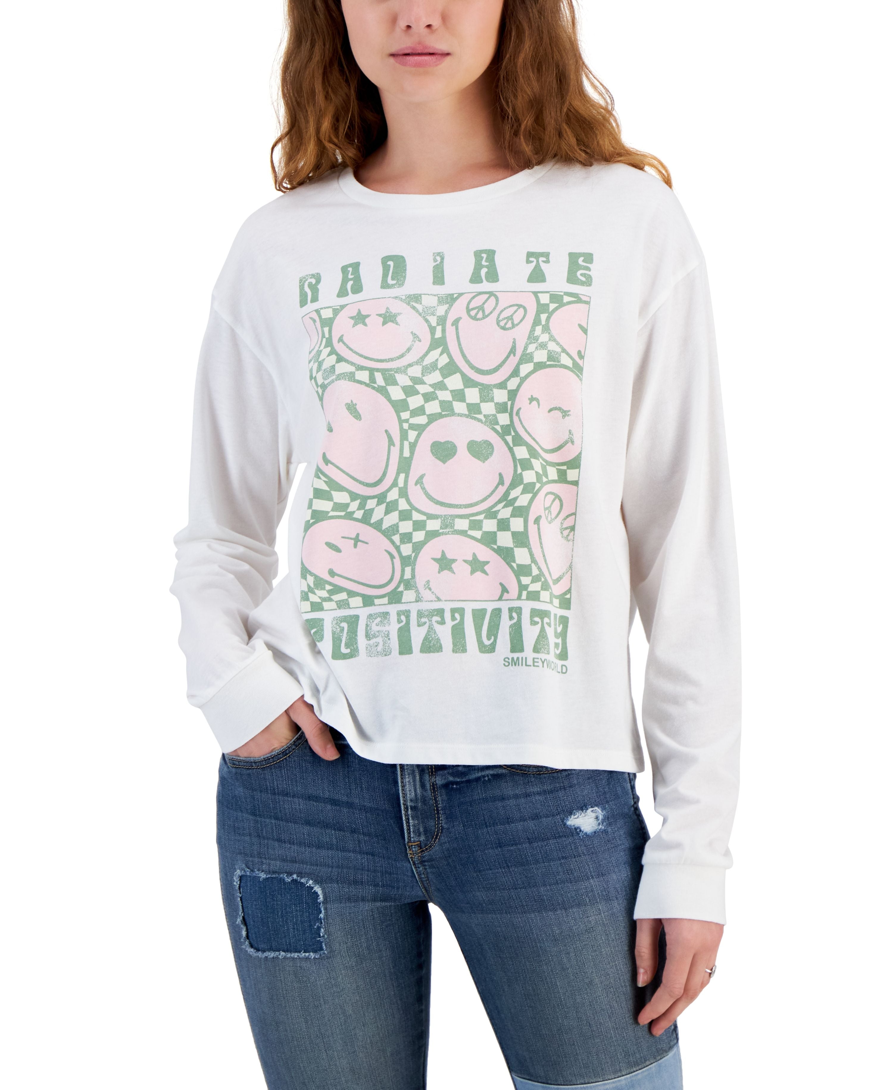 Juniors' Positivity Long-Sleeve T-Modern Shirt