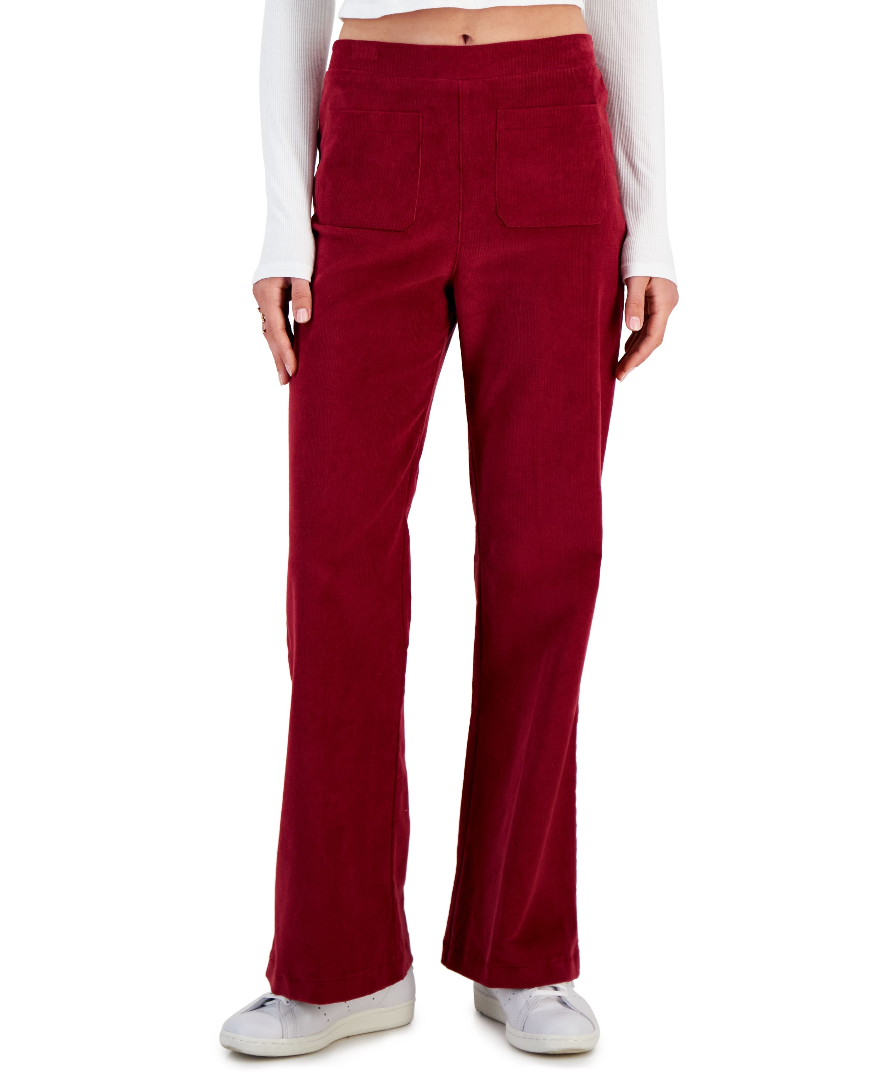 Juniors' Stretch Corduroy Flare-Leg Signature Pants