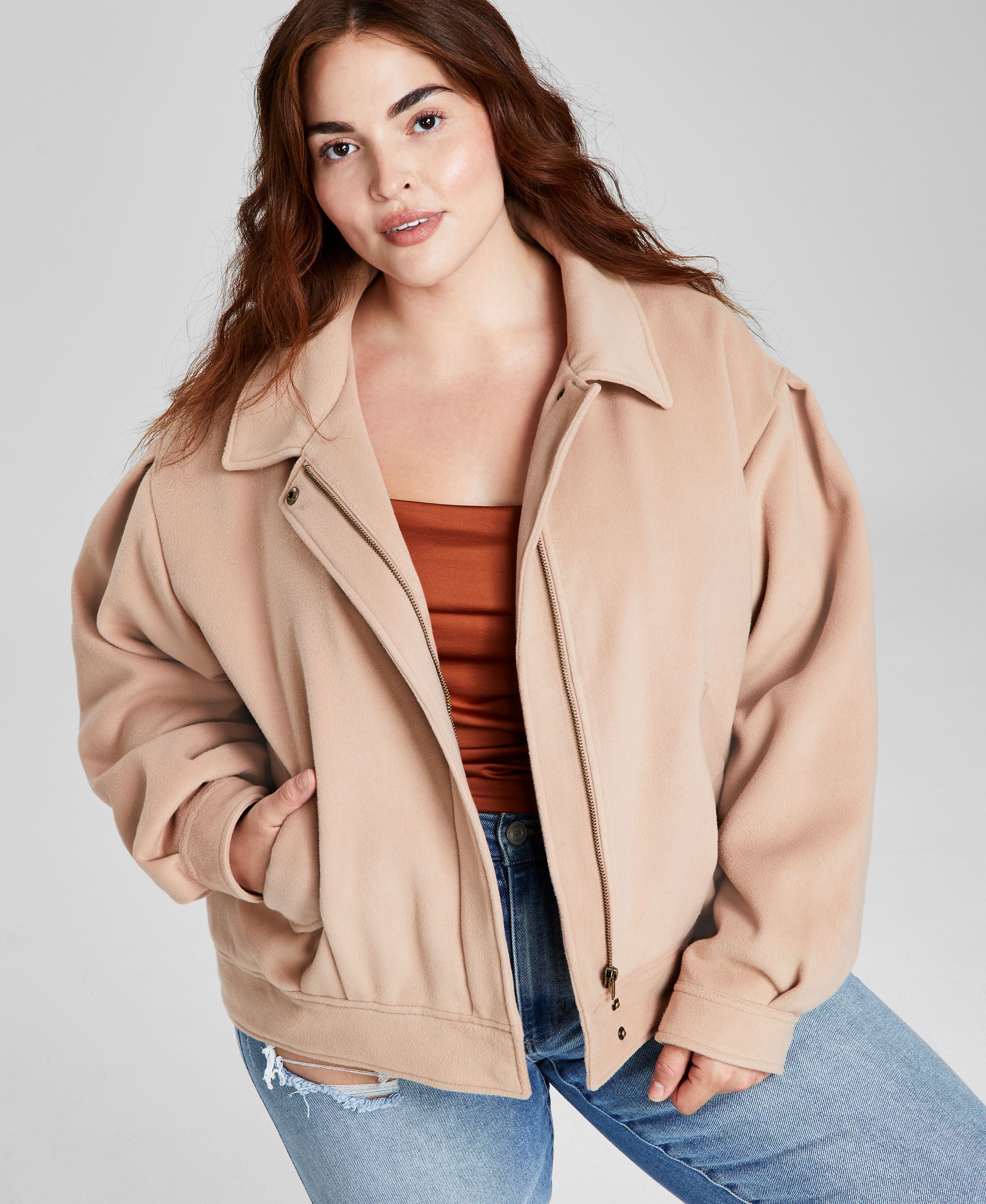 Modern Plus Size Dropped-Shoulder Bomber Jacket