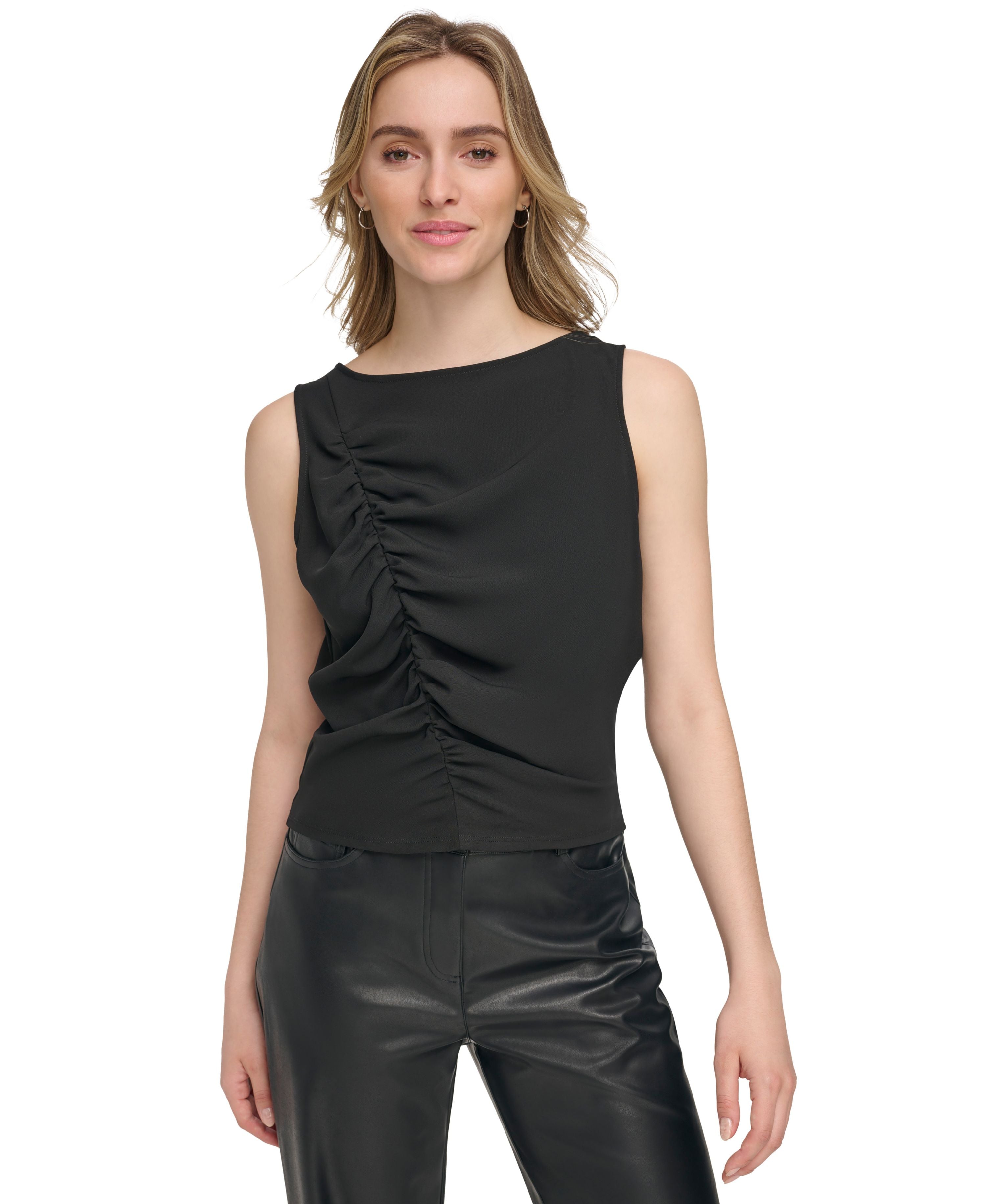 Women's Ruched-Front Sleeveless Signature Blouse