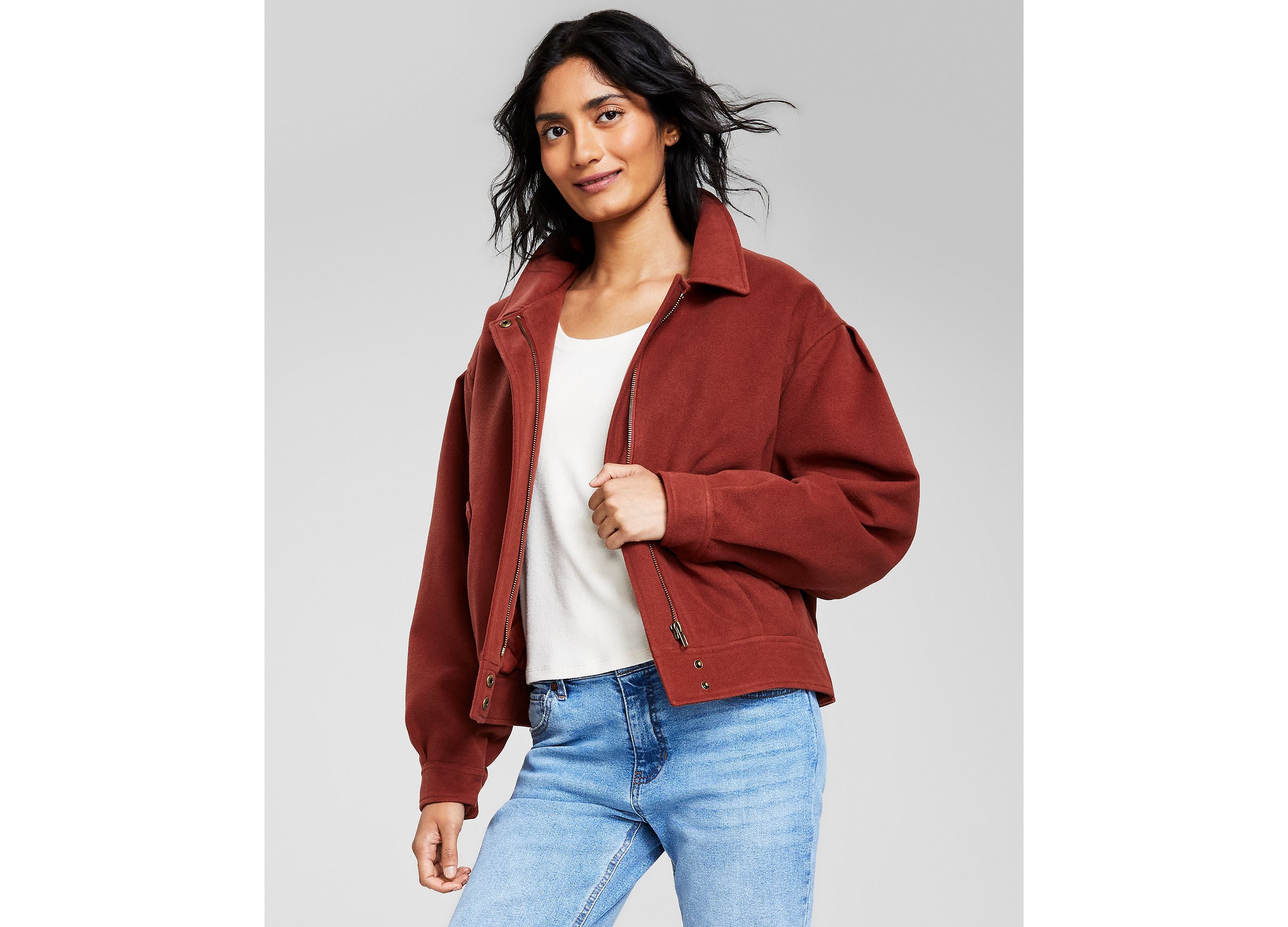 Women's Collared Bomber Jacket Sonoma Brick S