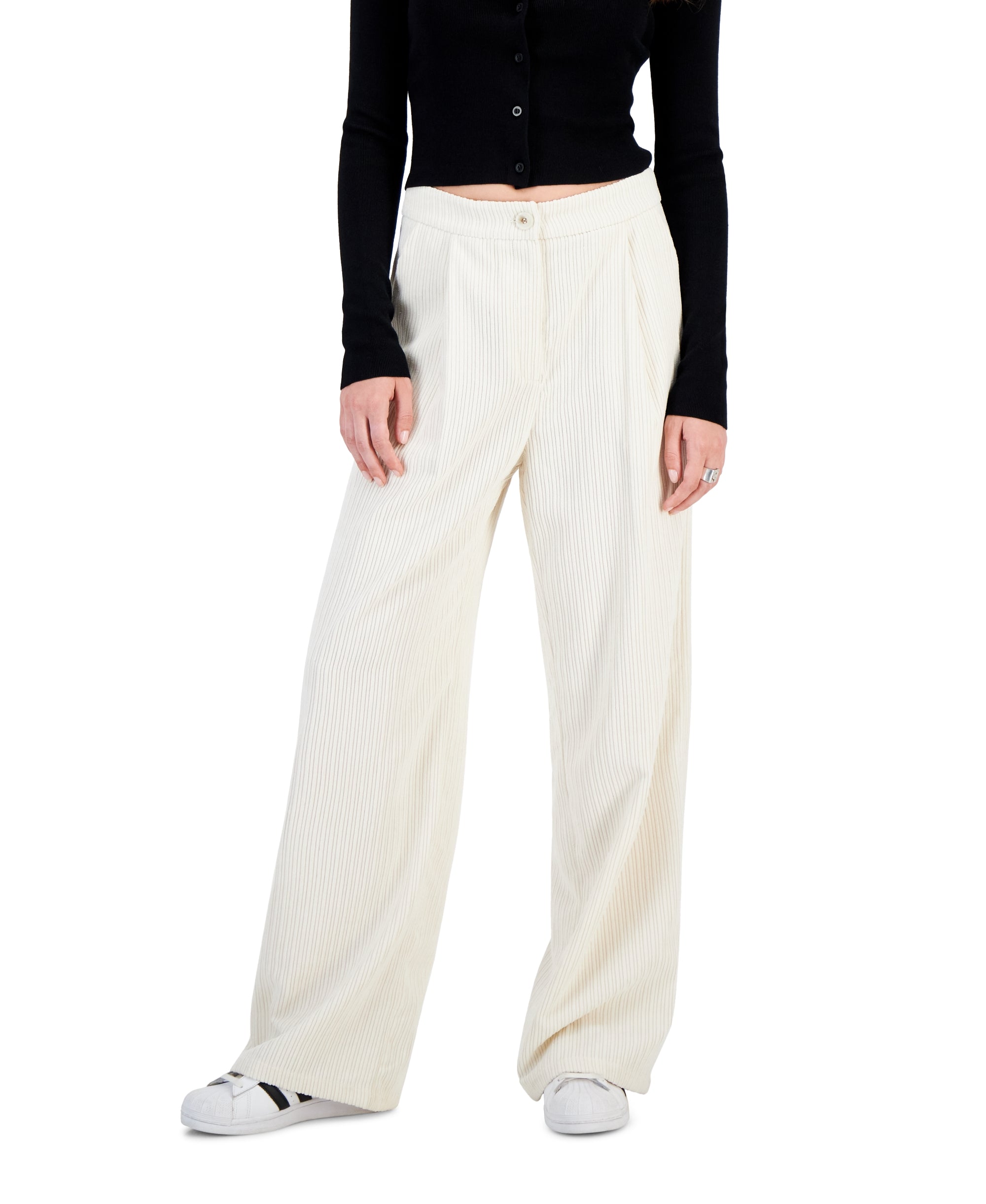 Women's Corduroy Pleated Wide-Leg Signature Pants