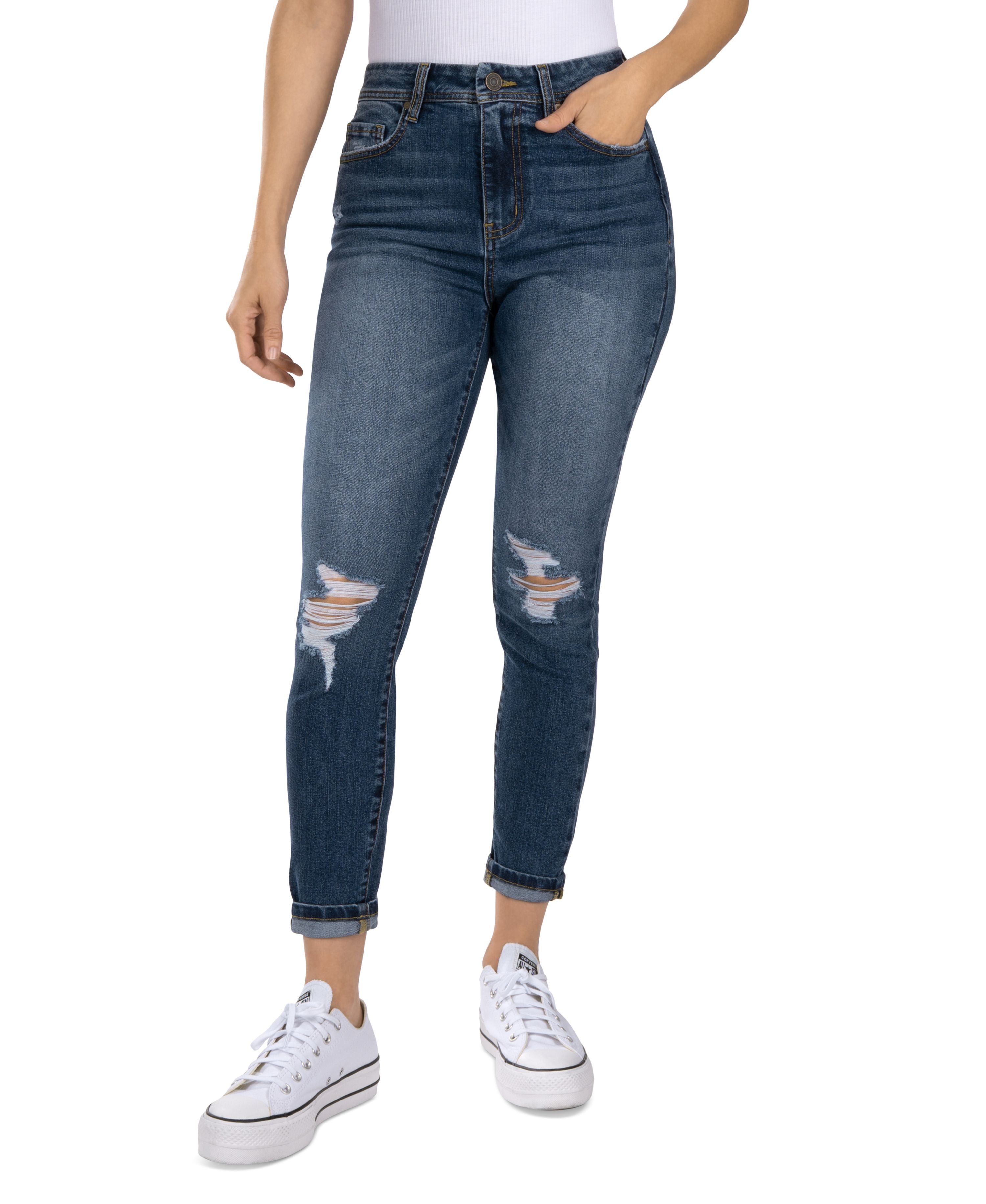 Juniors' High-Rise Ripped Skinny-Fit Premium Jeans
