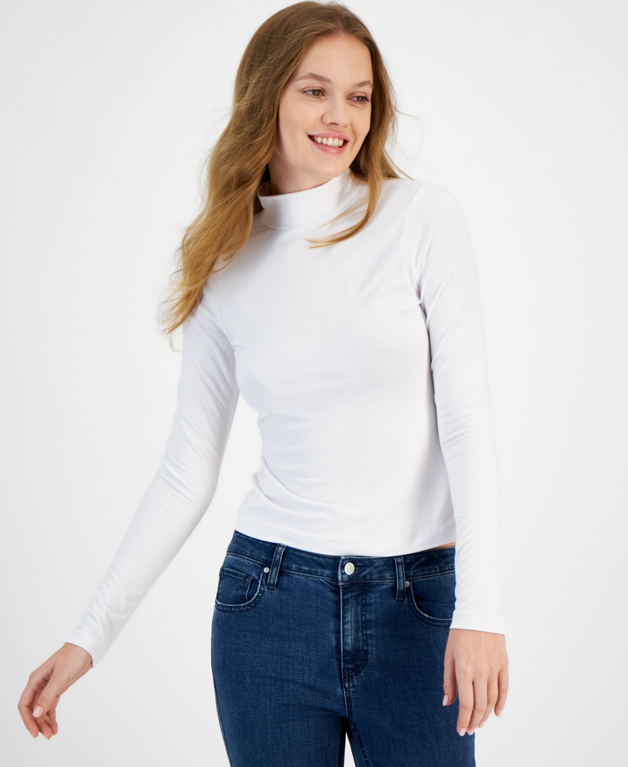 Women's Soft Turtleneck Premium Top White S