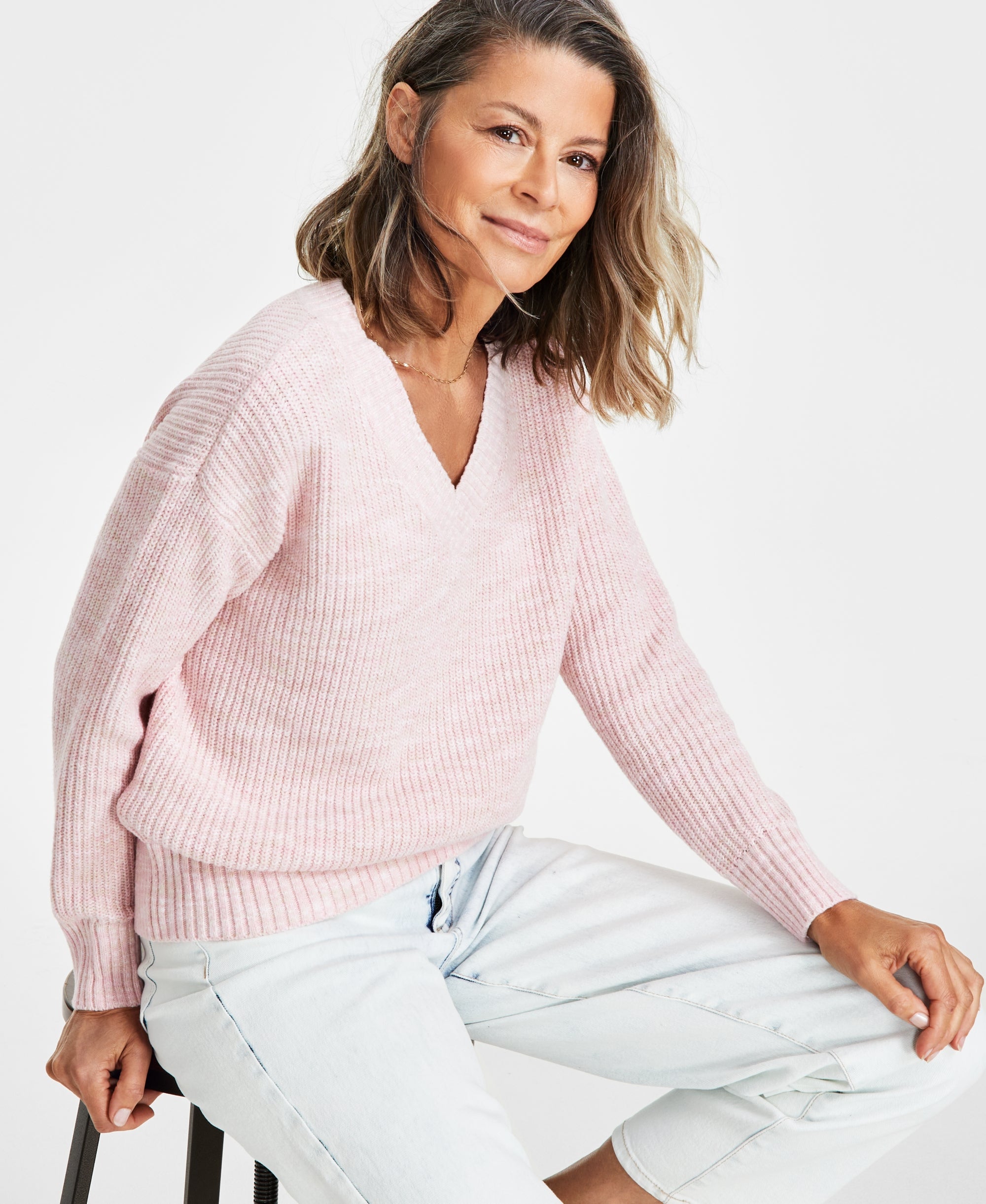 Women's Spacedyed V-Neck Sweater, PP-4X