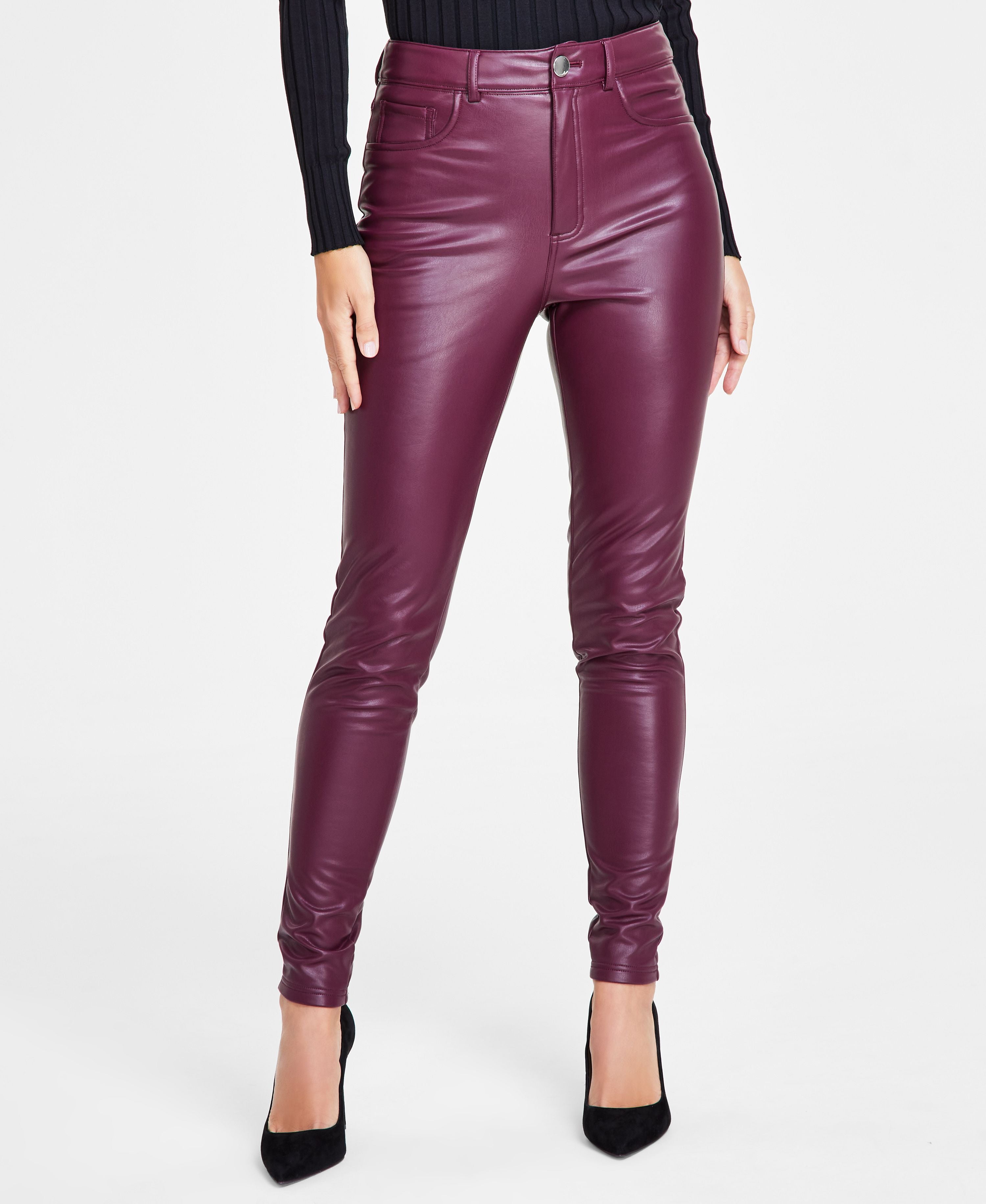 Petite Faux-Leather Skinny-Fit Signature Pants