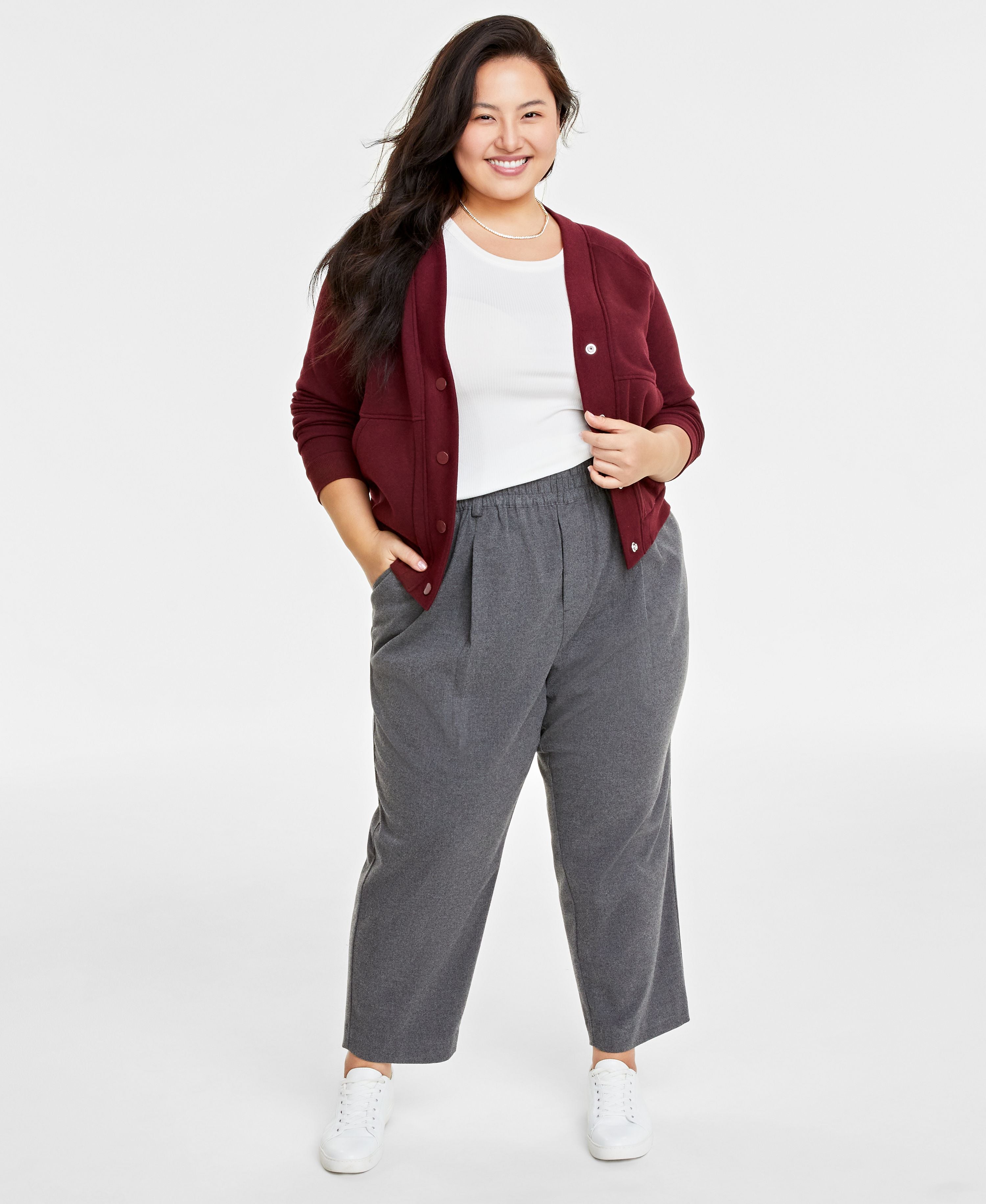Plus Size Brushed Relaxed Ankle Signature Pants