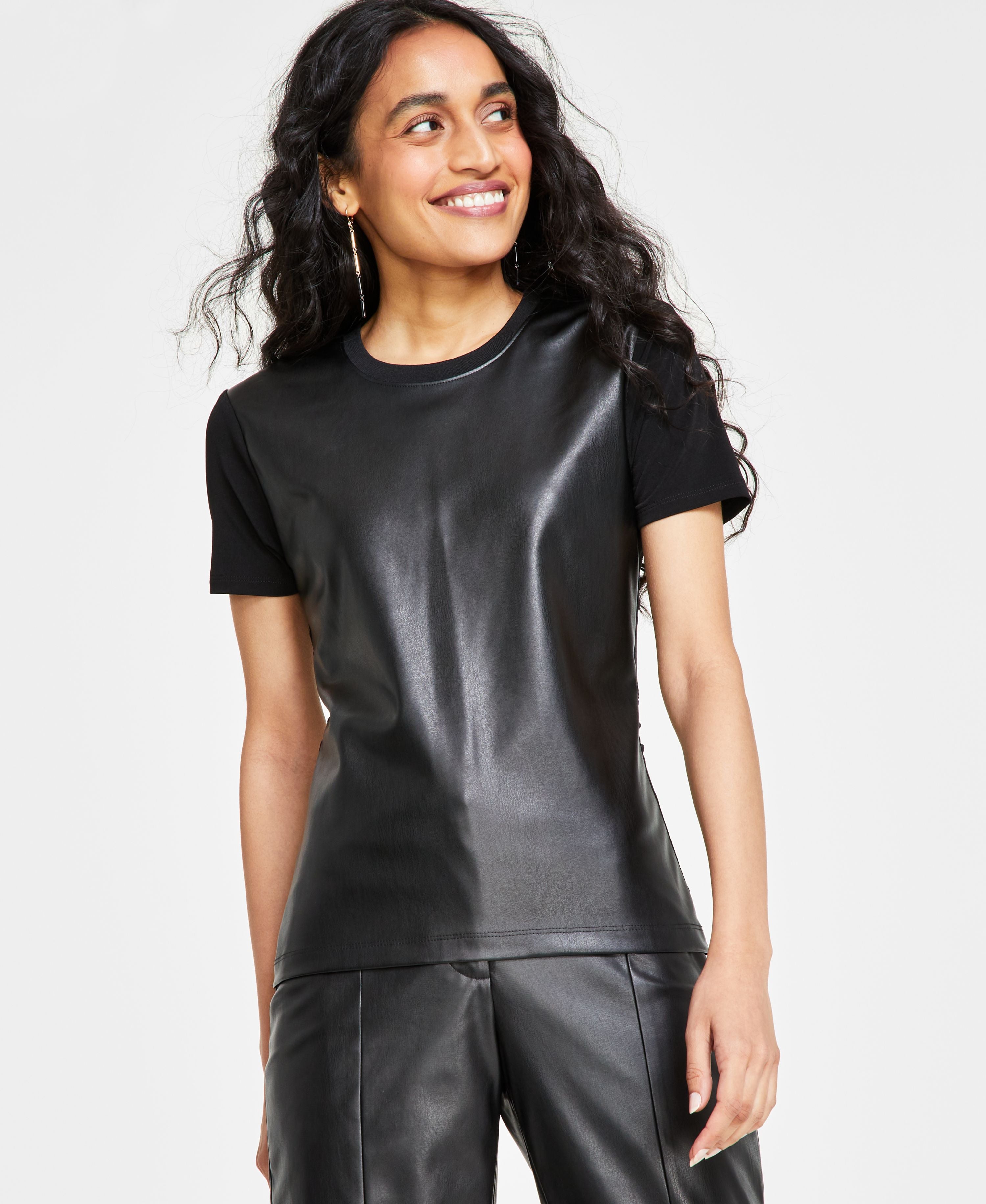Women's Mixed Media Crewneck Premium Top