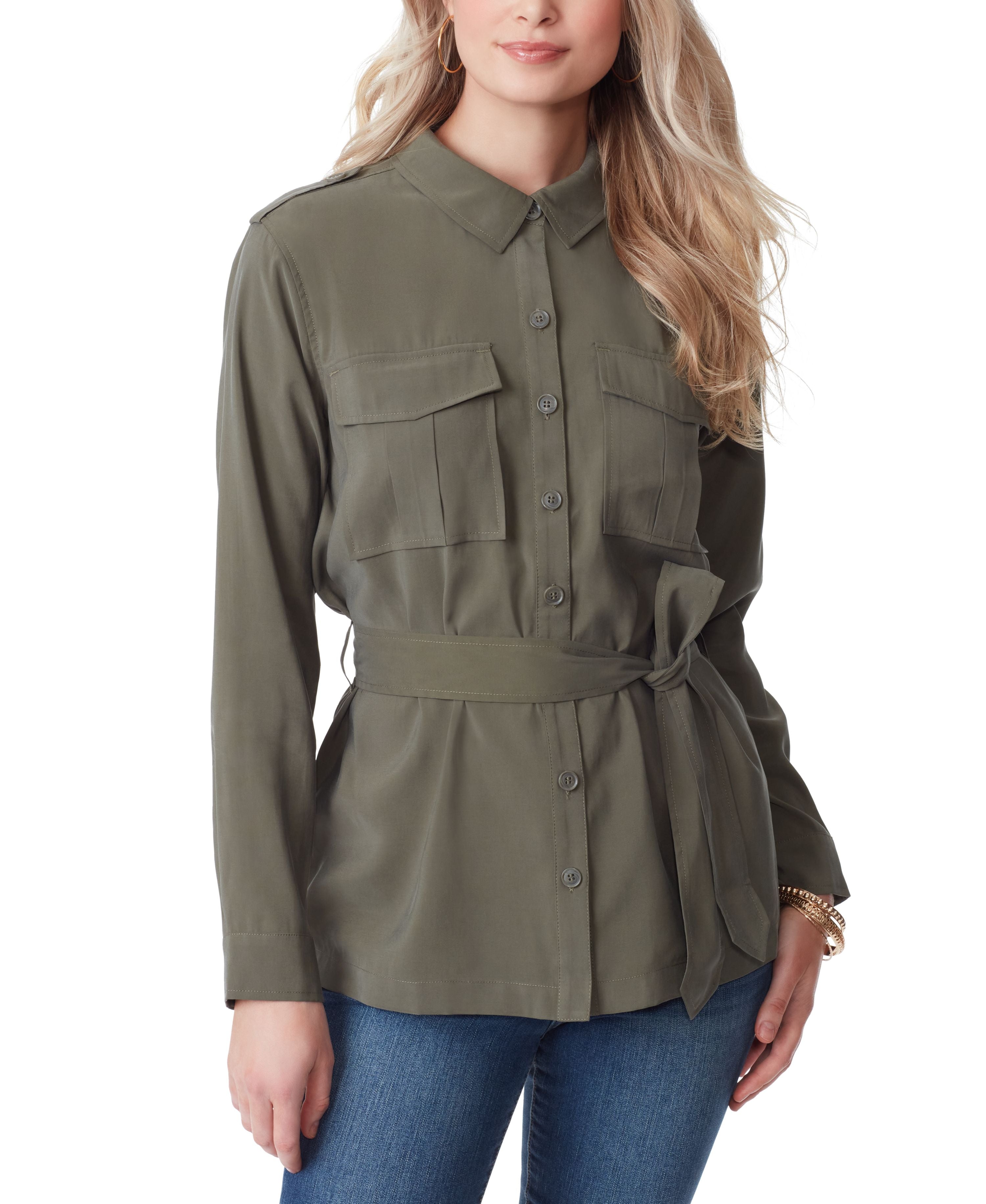 Women's Jessa Button-Down Tie-Front Safari Jacket
