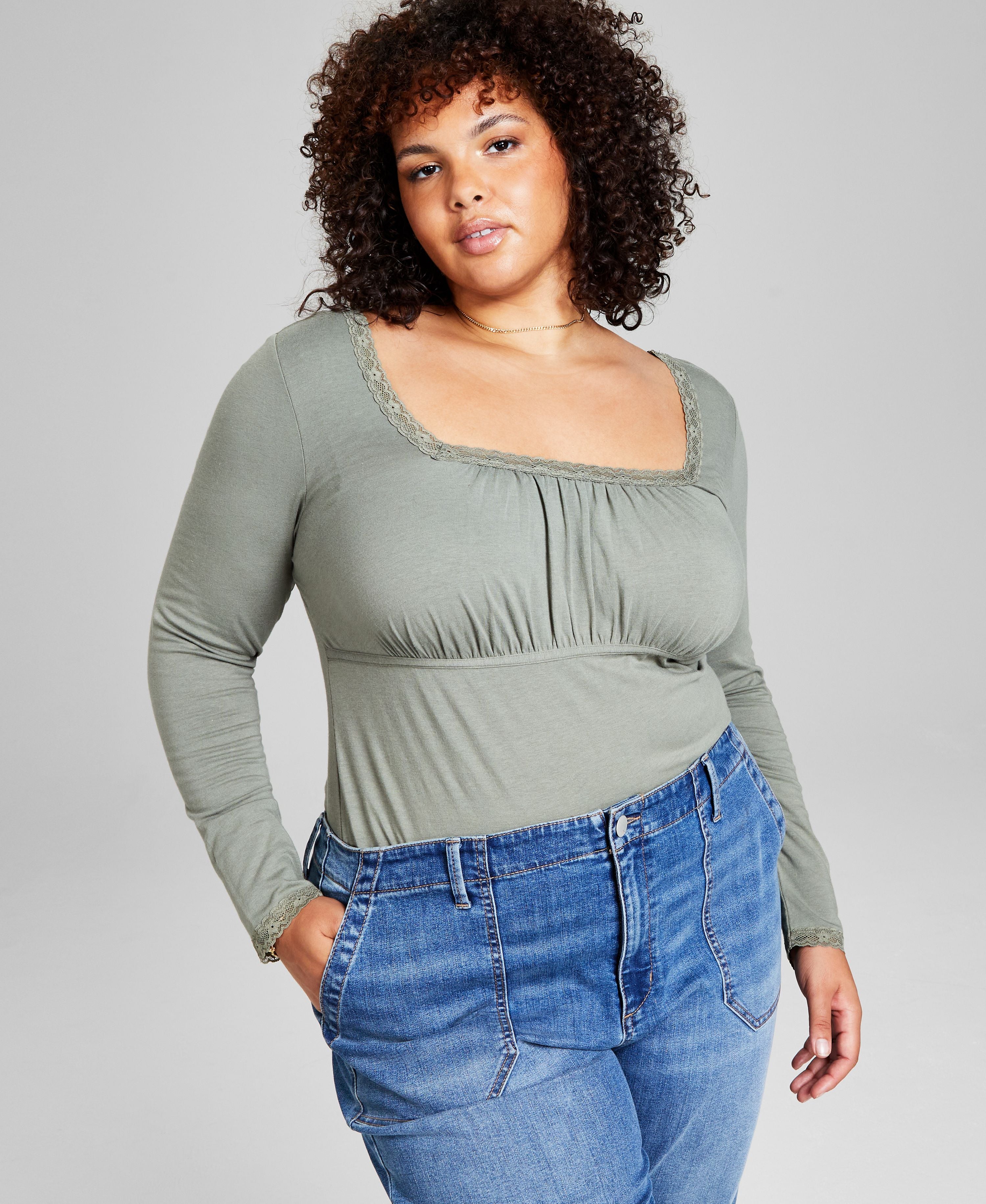 Plus Size Ruched-Knit Premium Top