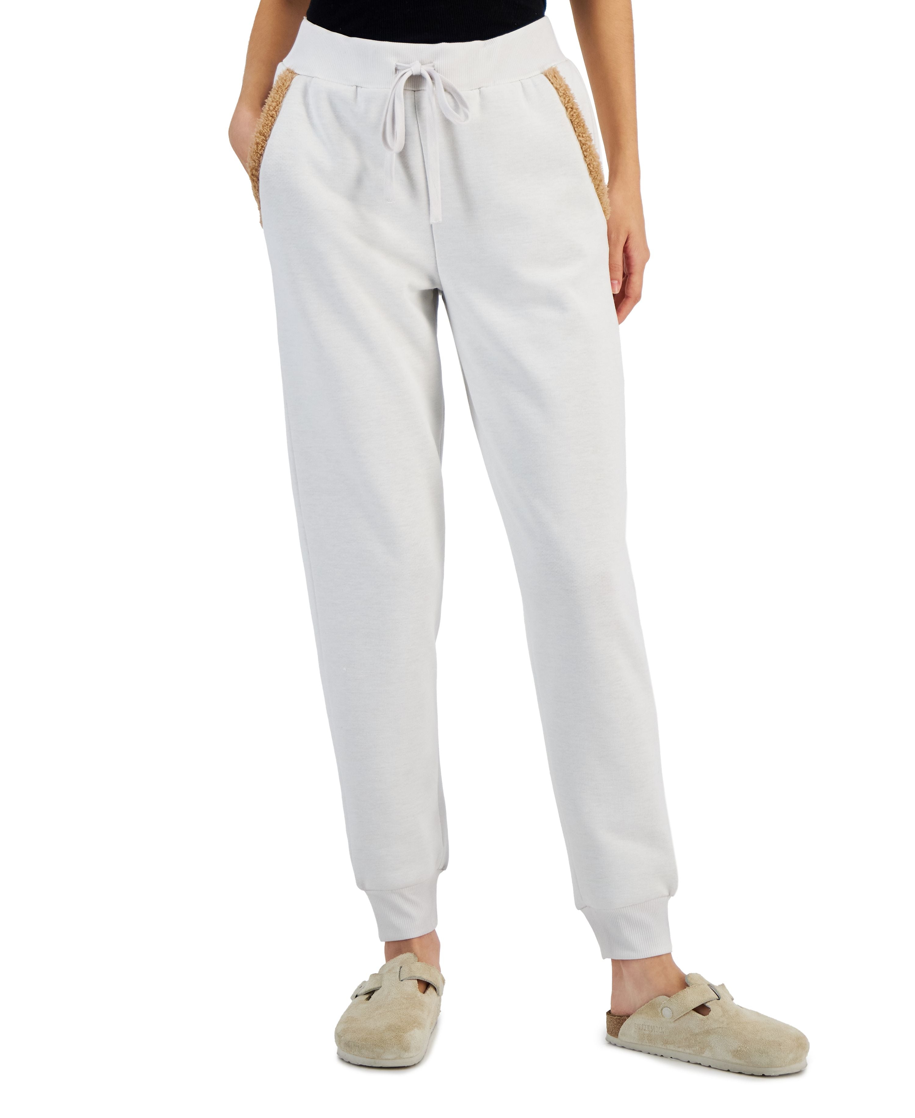 Juniors' Cozy Sherpa fully lined Drawstring-Waist Joggers