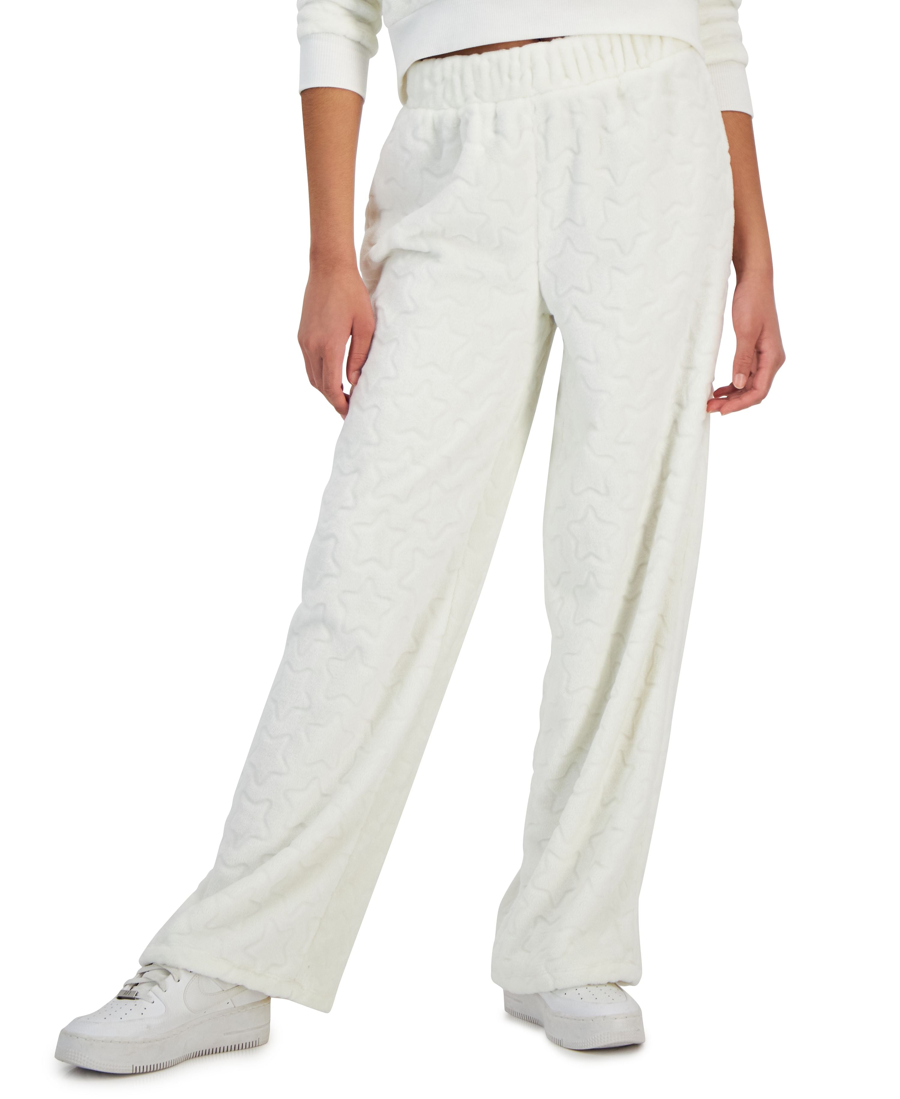 Juniors' Cozy Faux-Fur Wide-Leg Signature Pants