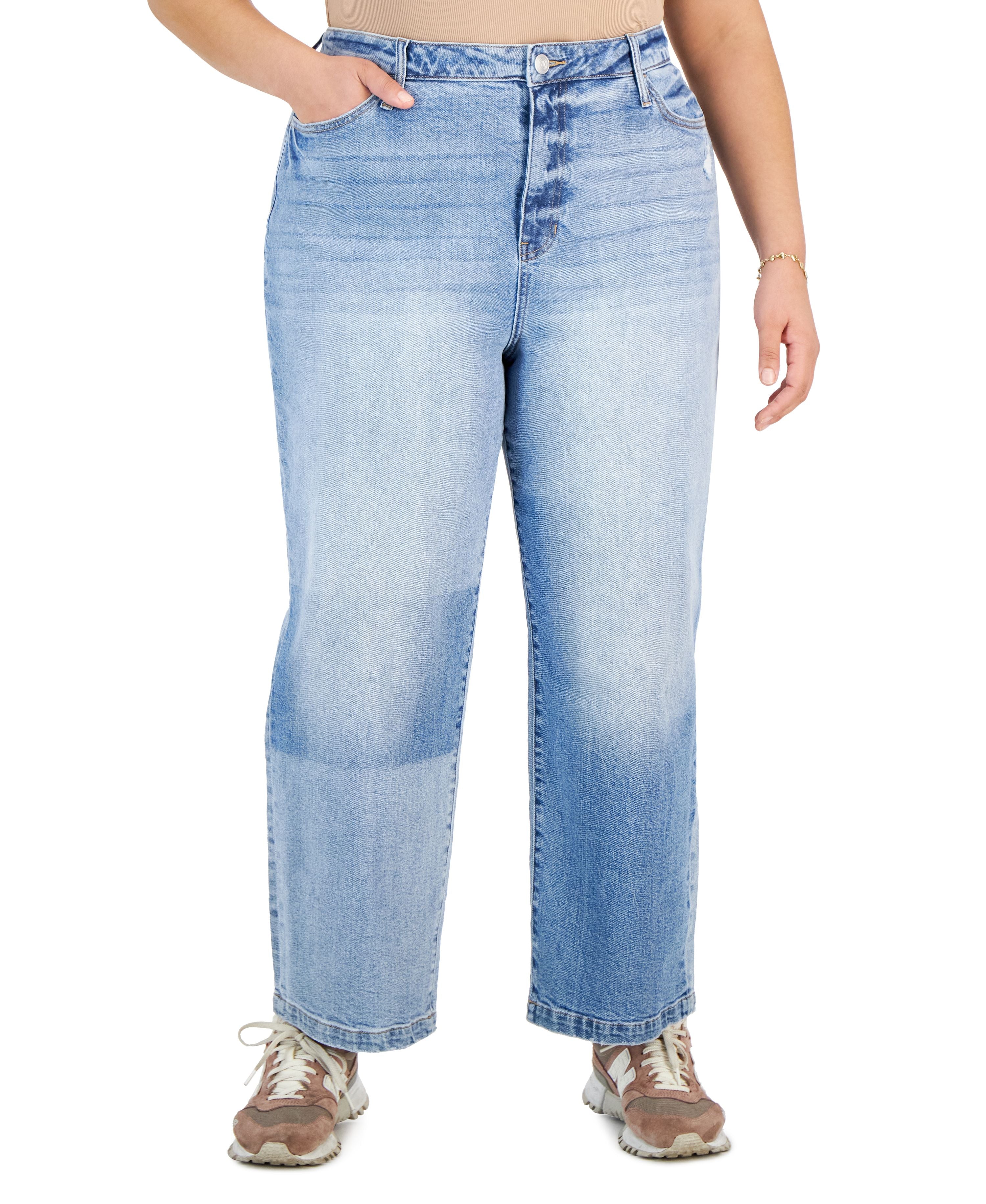Plus Size Ultra-High-Rise Two-Tone Premium Jeans
