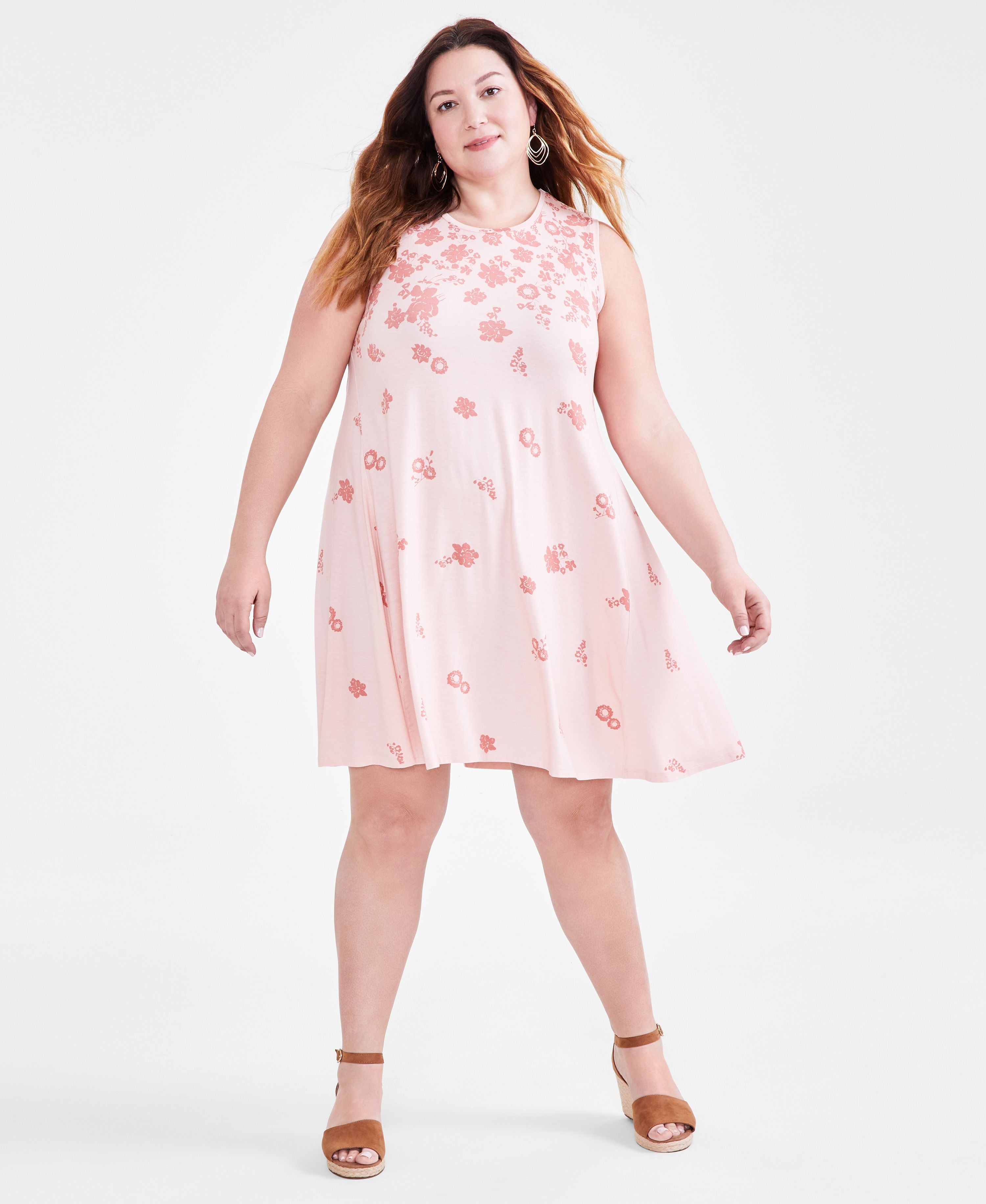 Plus Size Printed Flip-Flop Dress Raining Floral 0X