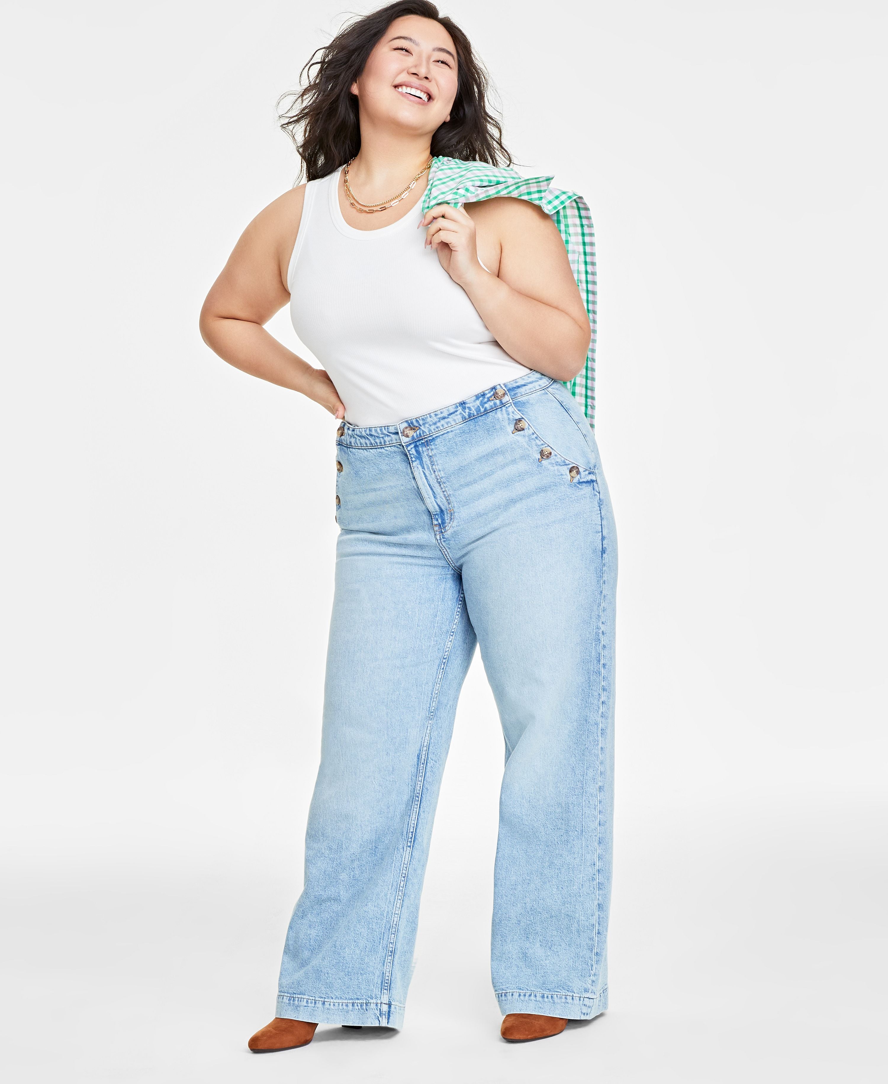 Plus Size Sailor High-Rise Wide-Leg Premium Jeans