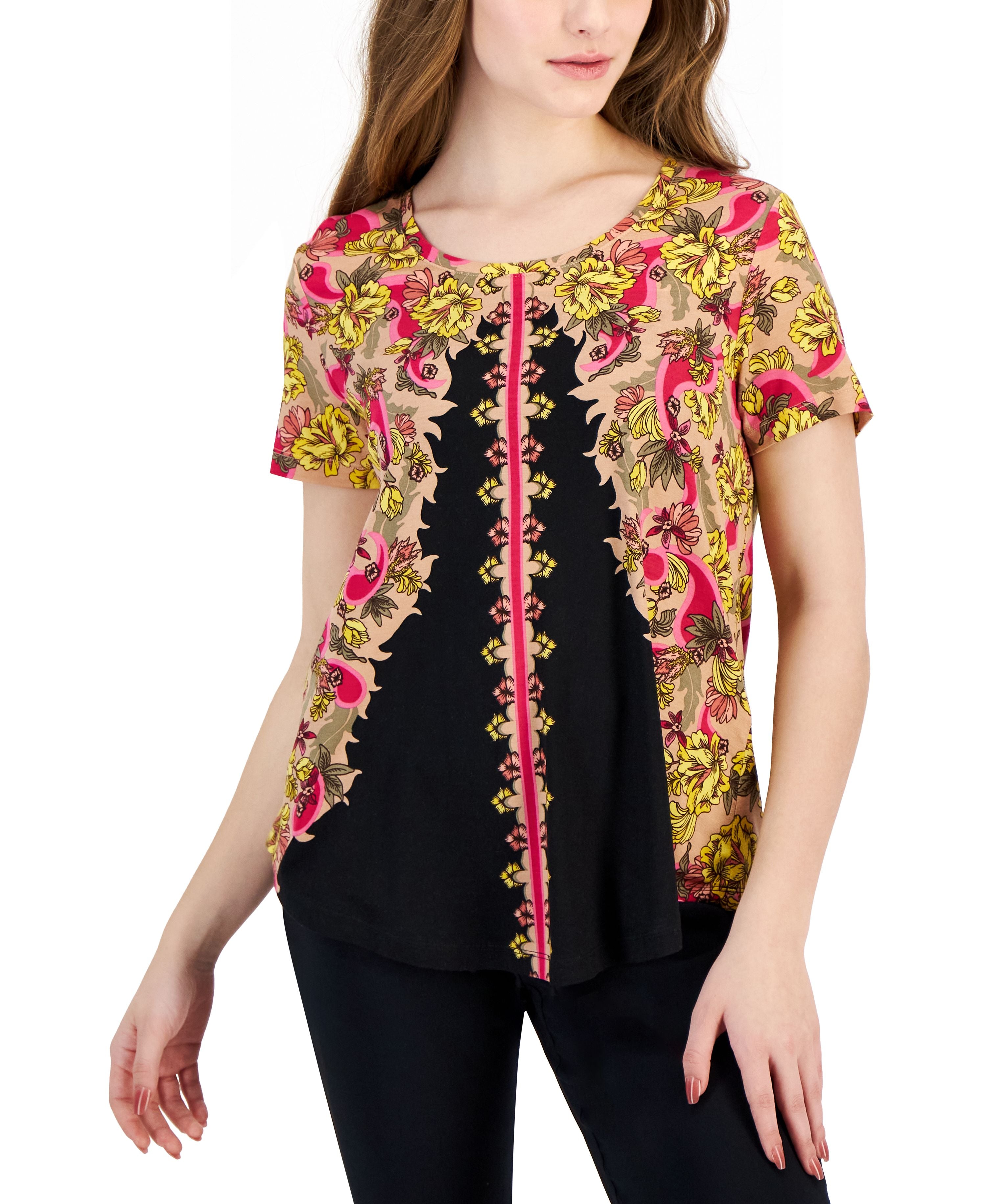 Petite Oaklyn Ornate Short-Sleeve Premium Top