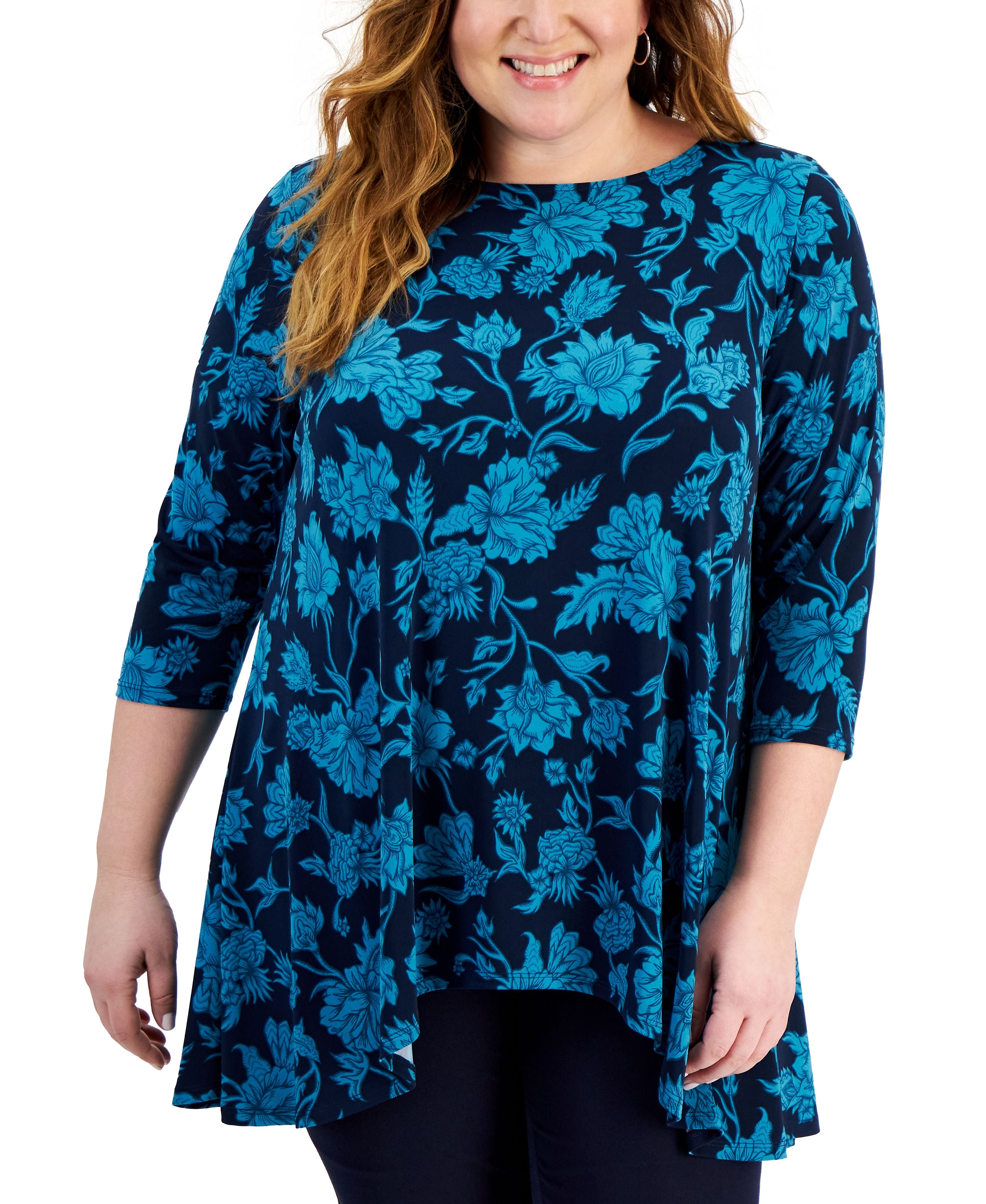 Plus Size Elena 3/4-Sleeve Swing Premium Top