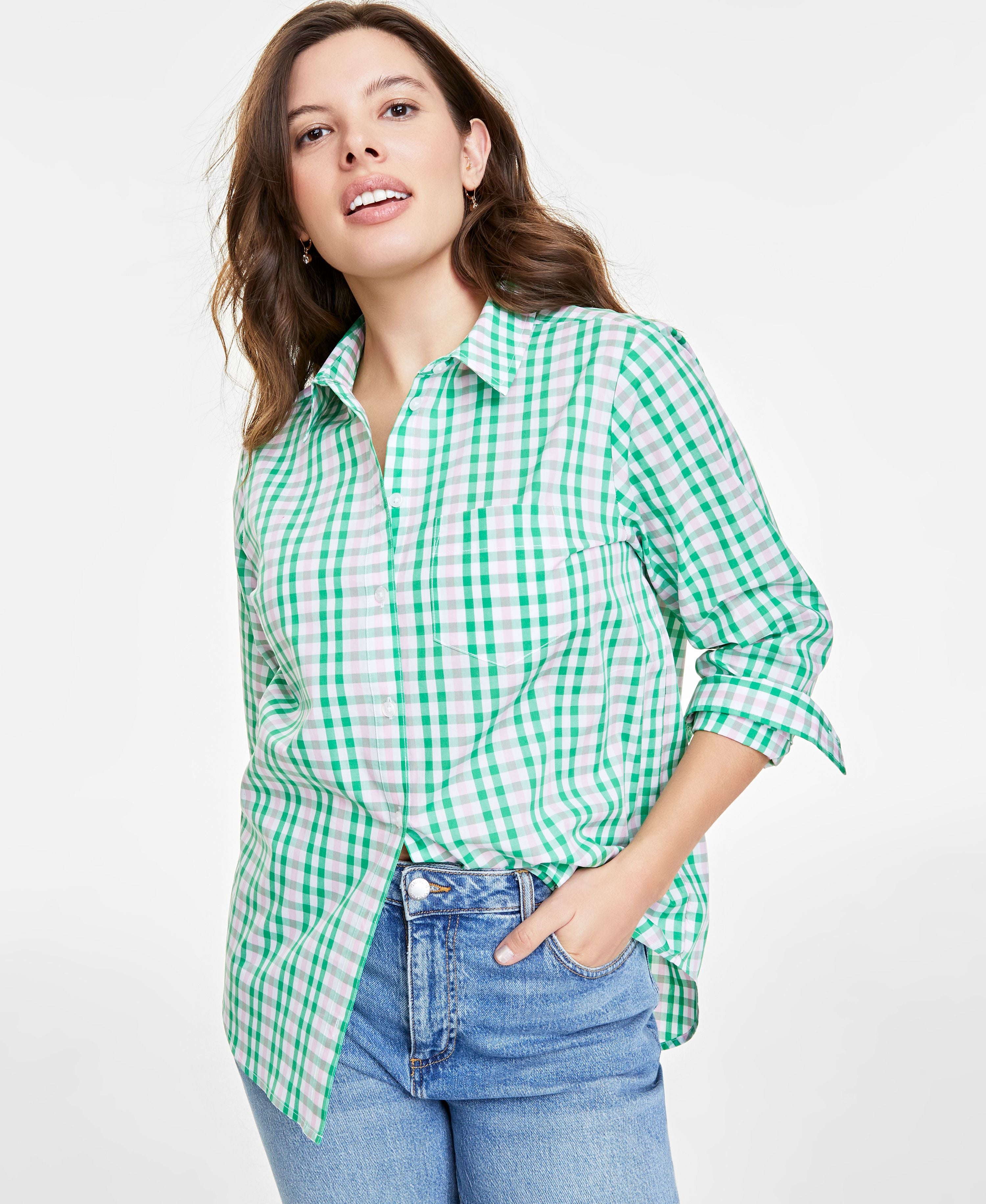 Women's Collared Button-Down Modern Shirt, XXS-4X