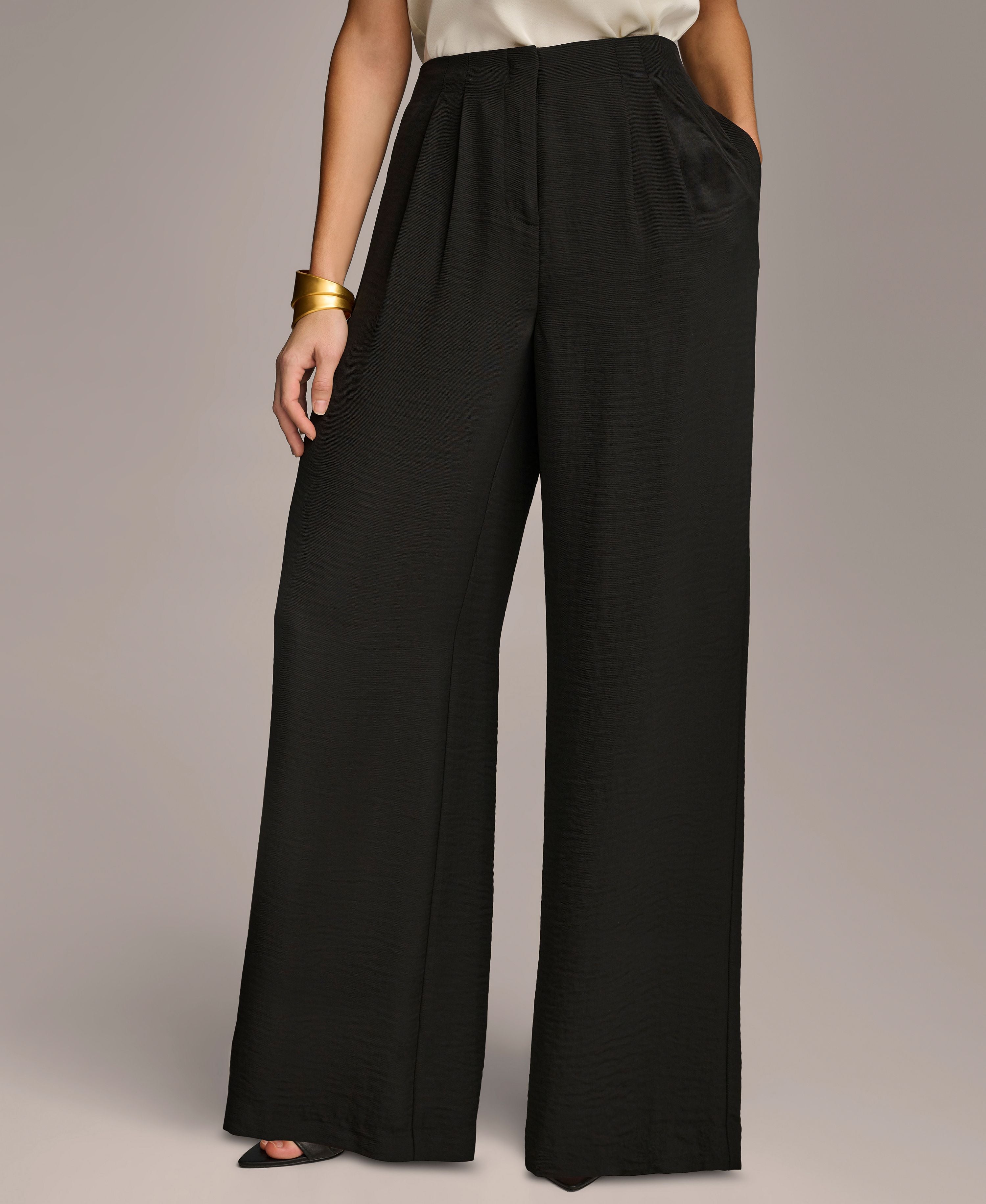 Donna Karan Women's Pleat Front Wide-Leg Signature Pants