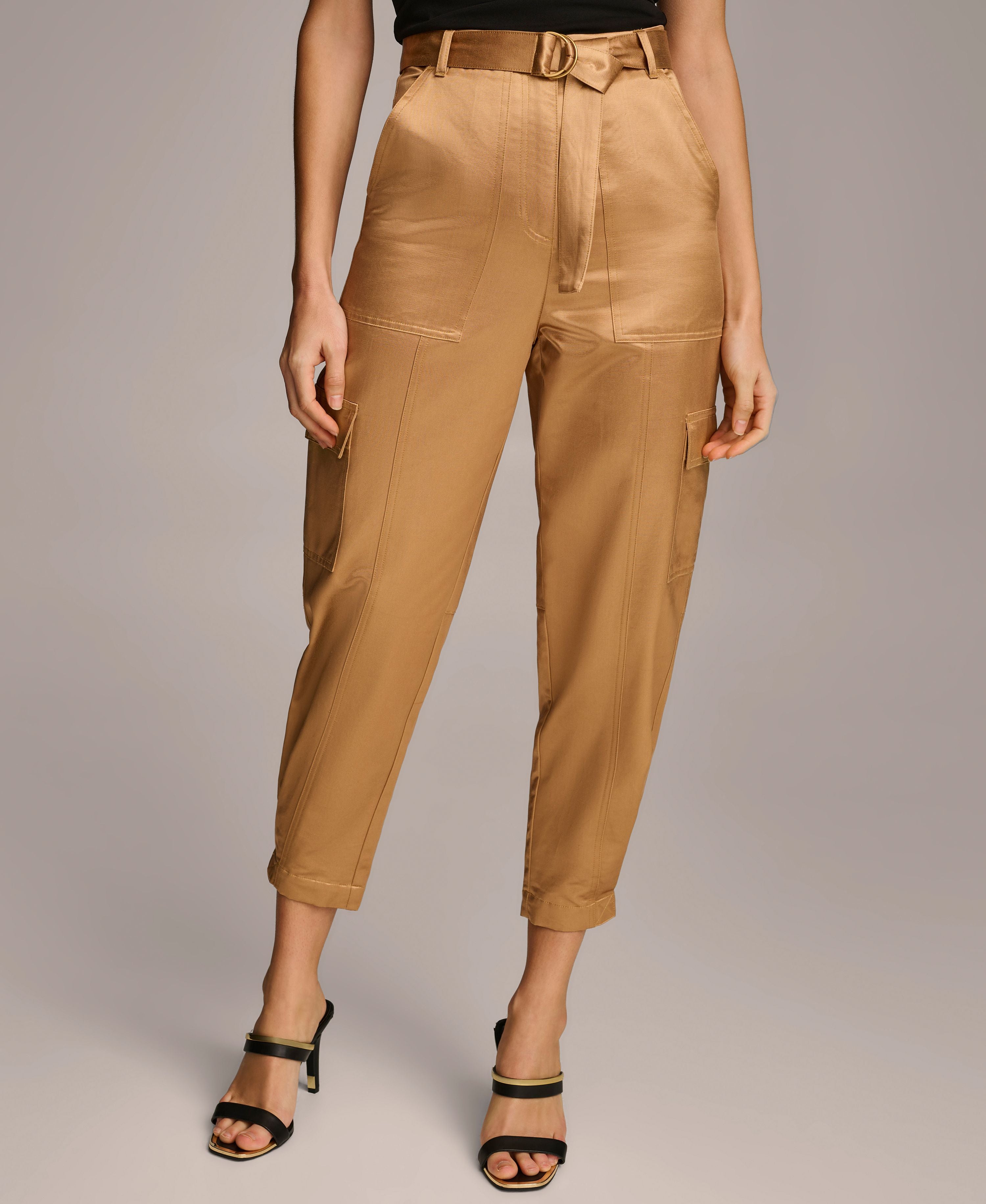Donna Karan Women's Belted Satin Cargo Signature Pants