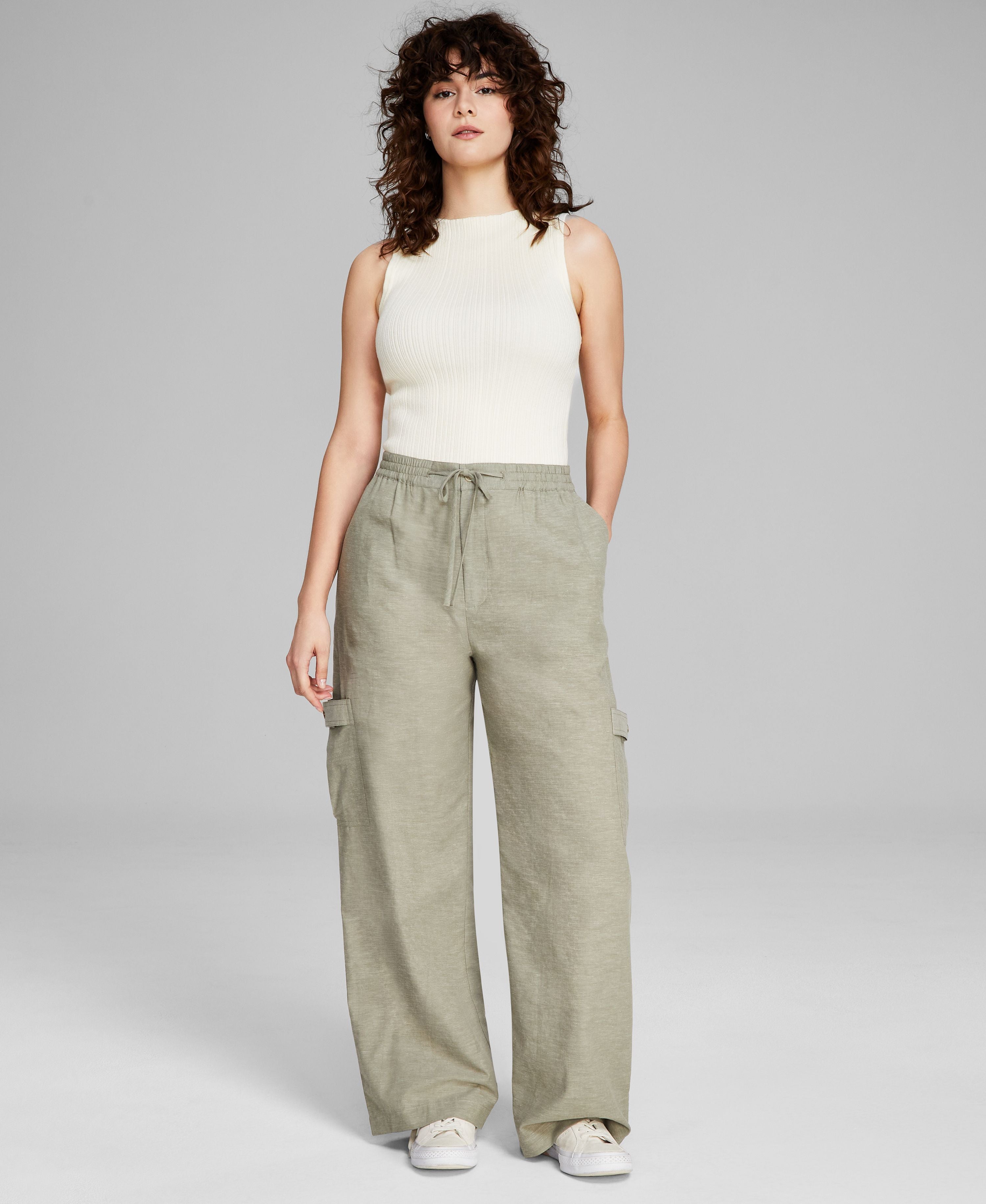 Women's Linen-Blend Blend Cargo Signature Pants