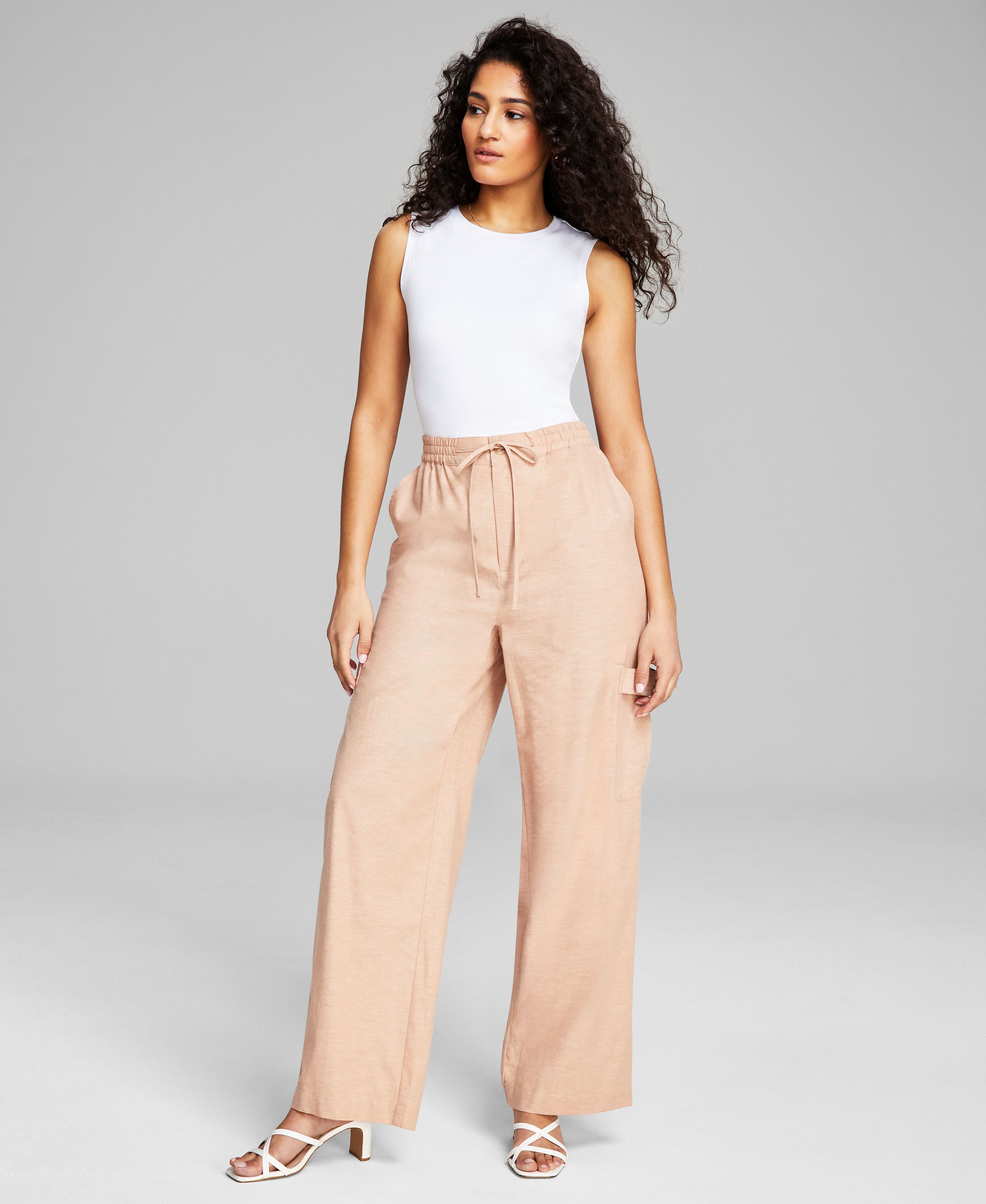 Women's Linen-Blend Blend Cargo Signature Pants