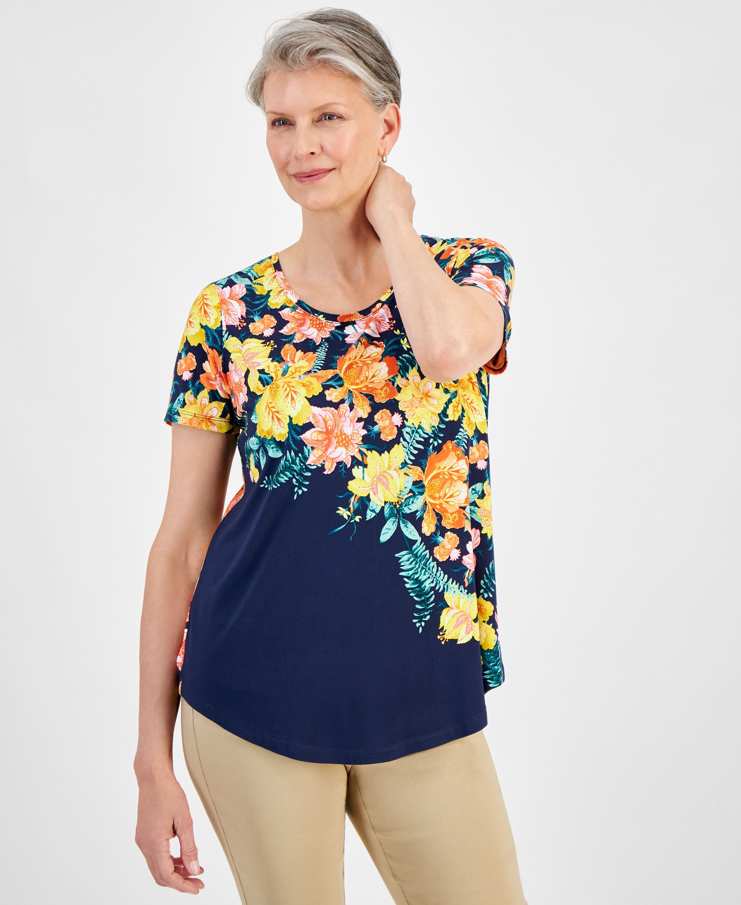 Petite Paradise Garden Scoop-Neck Premium Top