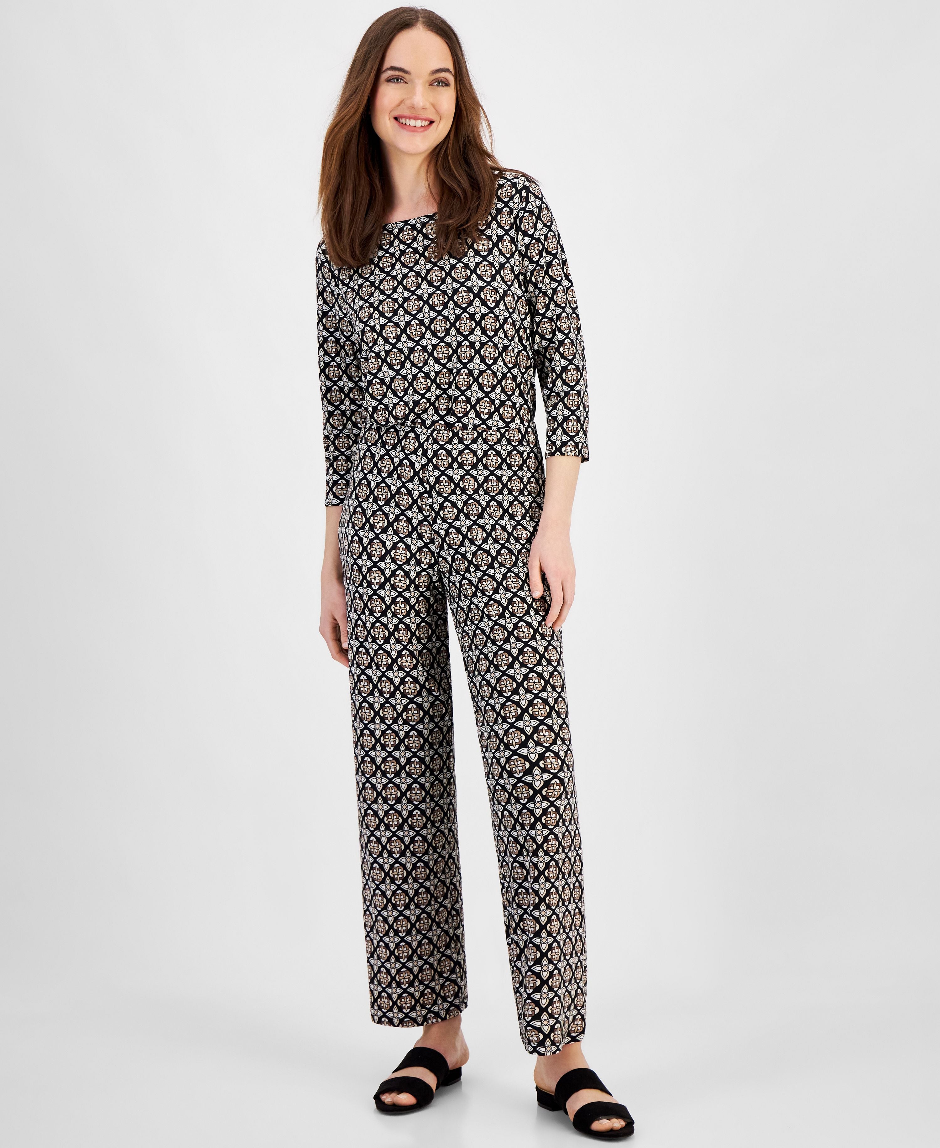 Petite Francesca Pull-On Foulard Knit Signature Pants