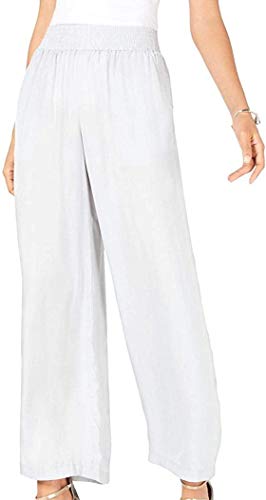 Smocked-Waist Satin Signature Pants