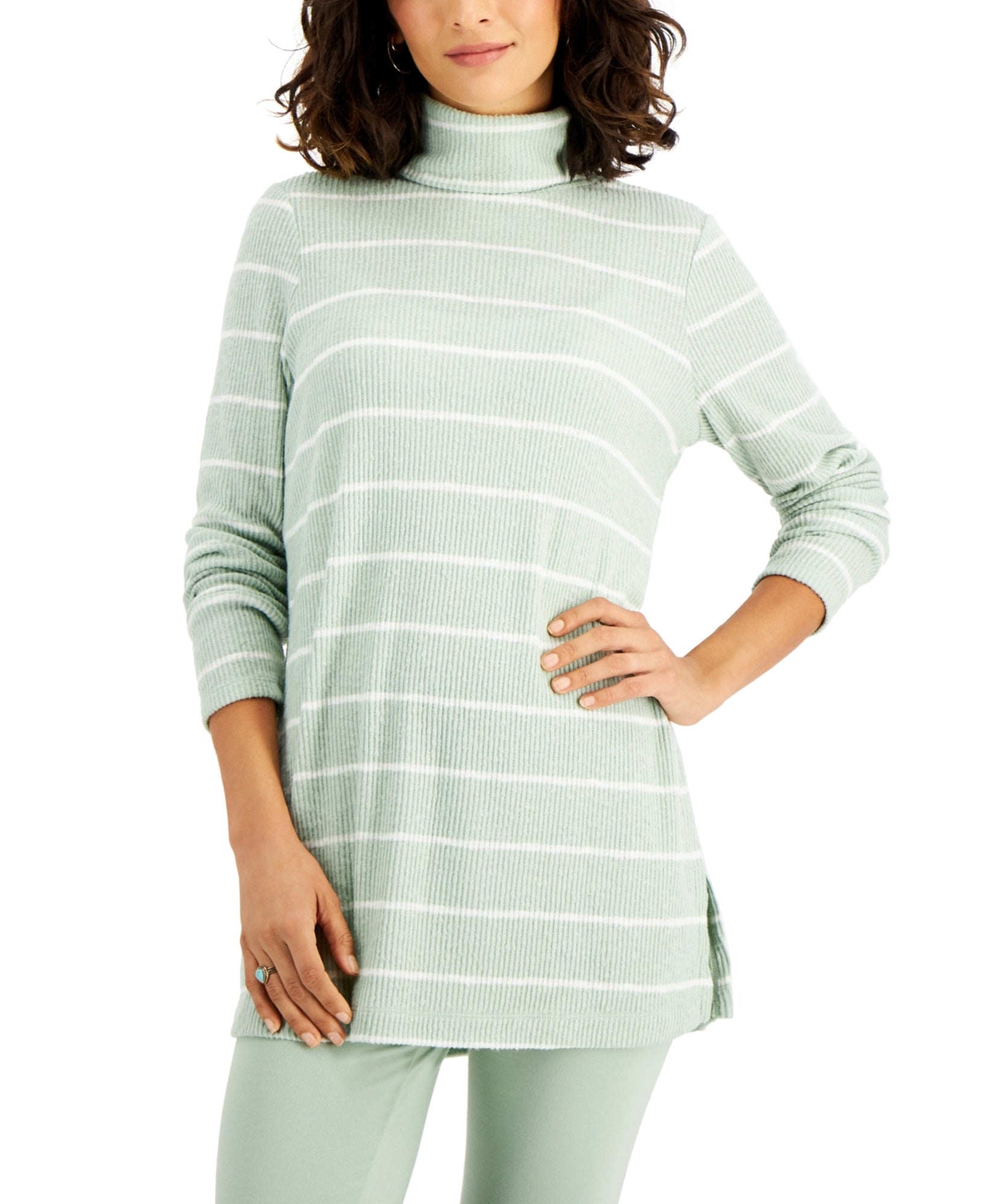 Style Co Striped Rib Knit Tunic Premium Top