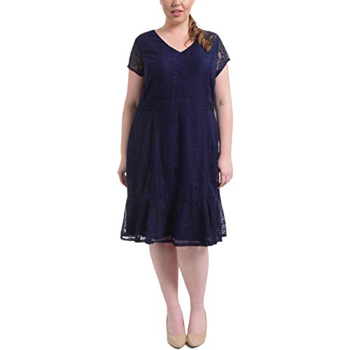 Plus Size Lace Flounce-Hem Dress