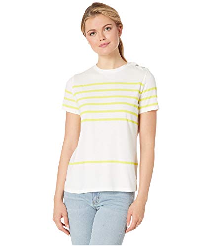 Ralph Lauren Lauren Striped Cotton-Blend Premium Top (Silk White/Gustavia Sun, XS)
