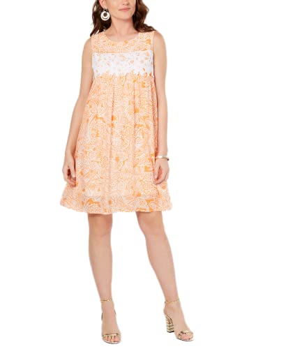 Petite Printed Crochet-Trim Shift Dress