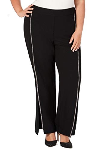 I.N.C. Plus Size Rhinestone-Trim Crepe Wide-Leg Signature Pants