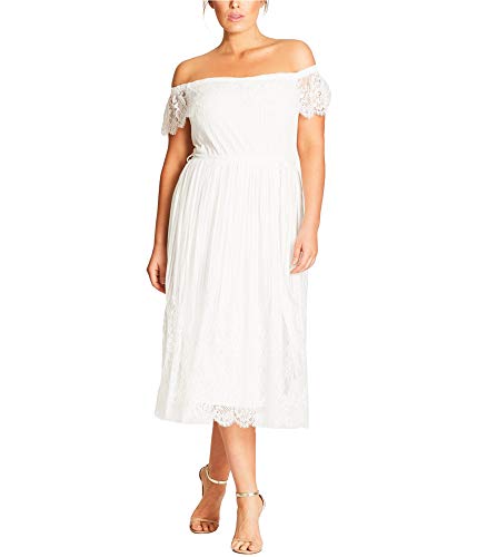 Modern Plus Size Off-The-Shoulder Midi Dress