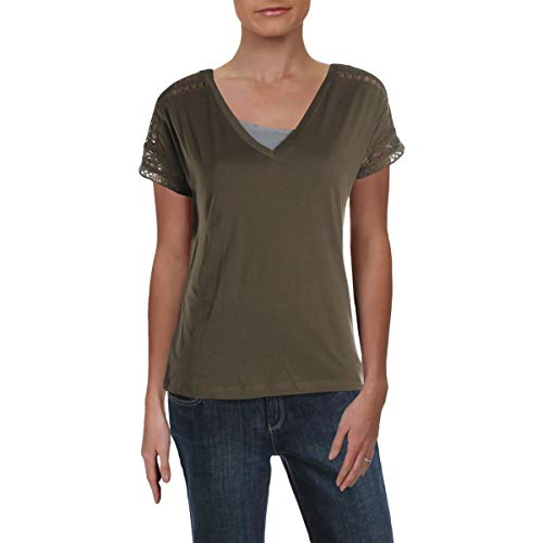 Lauren Ralph Lauren Lace Trim Short-Sleeve Premium Top