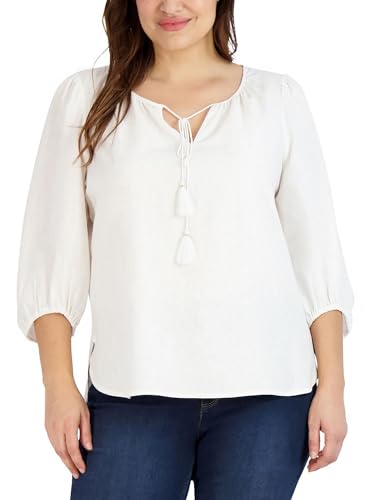 Jones New York Womens 3/4 Sleeve Split Tunic Premium Top