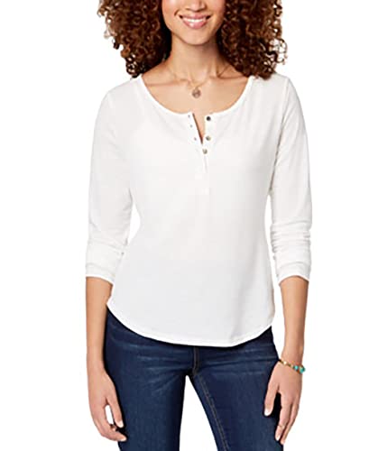 Juniors' Ruffled-Back Henley Premium Top