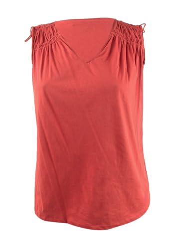 RALPH LAUREN Womens Green Sleeveless V Neck Tank Premium Top