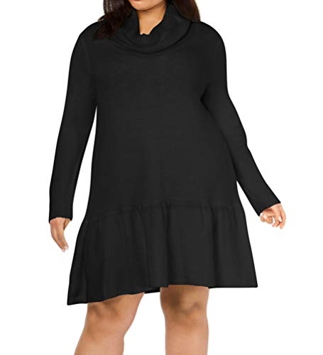 Plus Size Cowlneck Dropped-Waist Dress