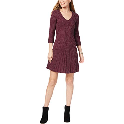 Petite V-Neck Cable-Knit Sweater Dress