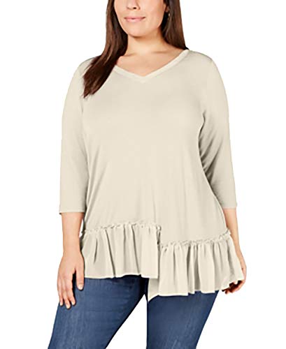 Plus Size Asymmetric Ruffle-Hem Premium Top