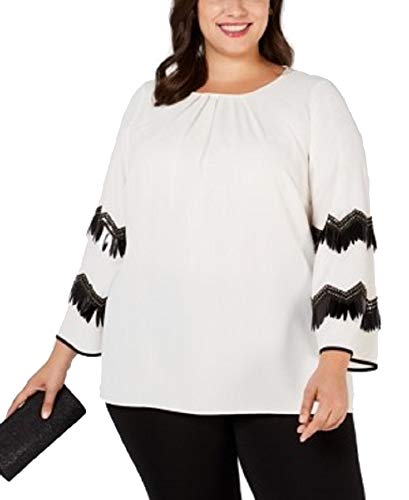 Plus Size Embellished-Sleeve Signature Blouse
