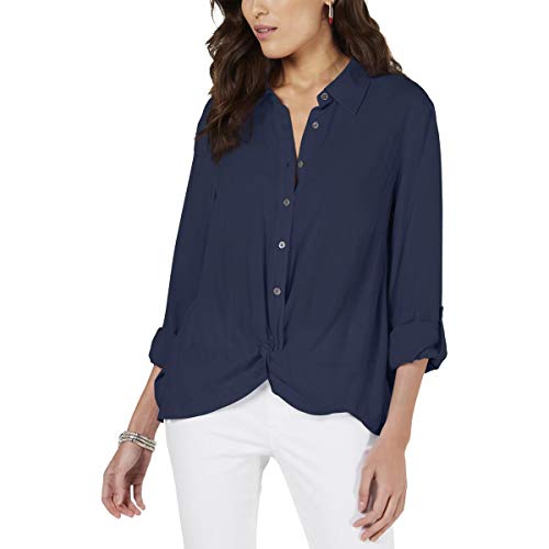 Knot-Front Button-Up Premium Top